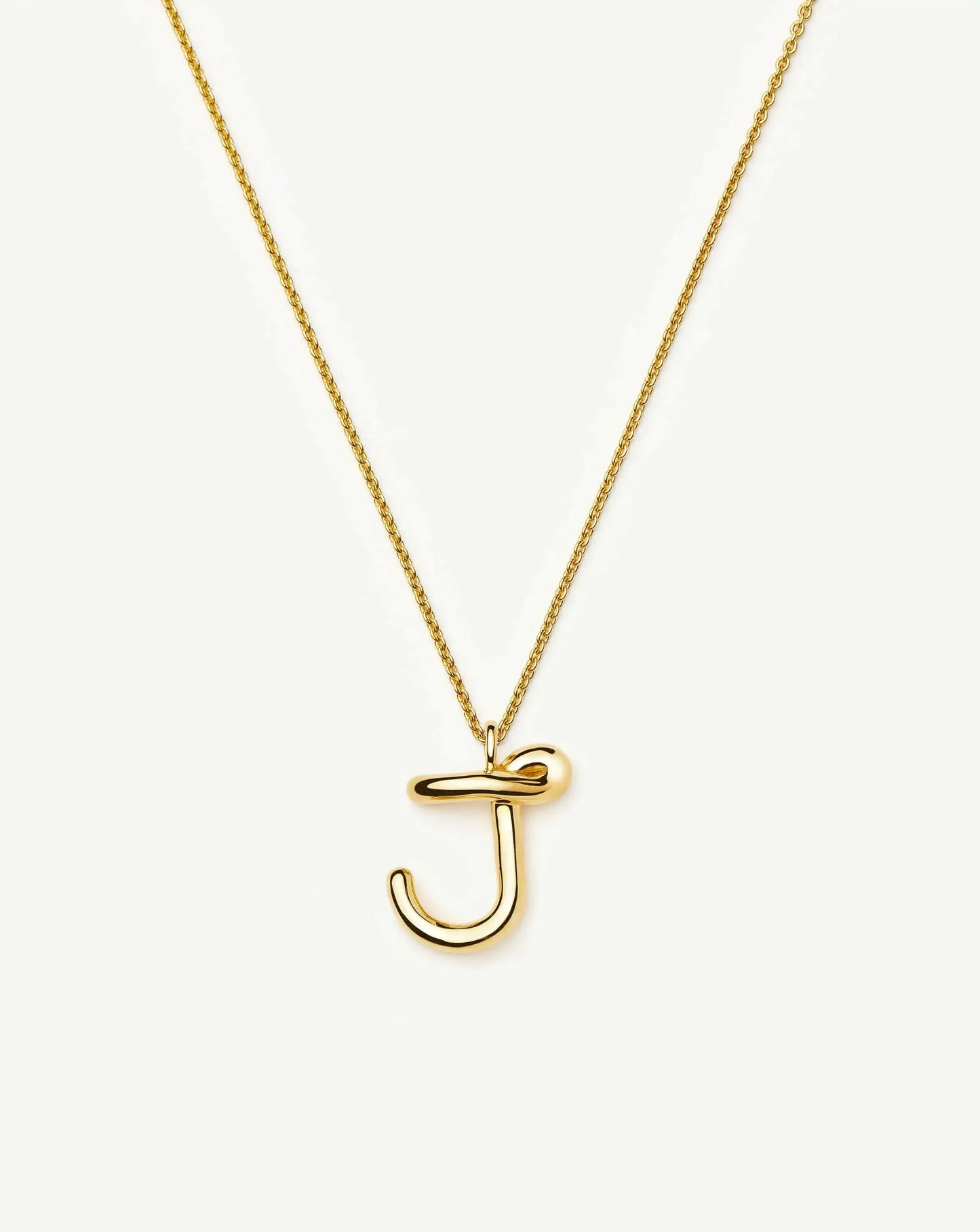 Curly Molten Initial Pendant Necklace - J | 18ct Gold Vermeil