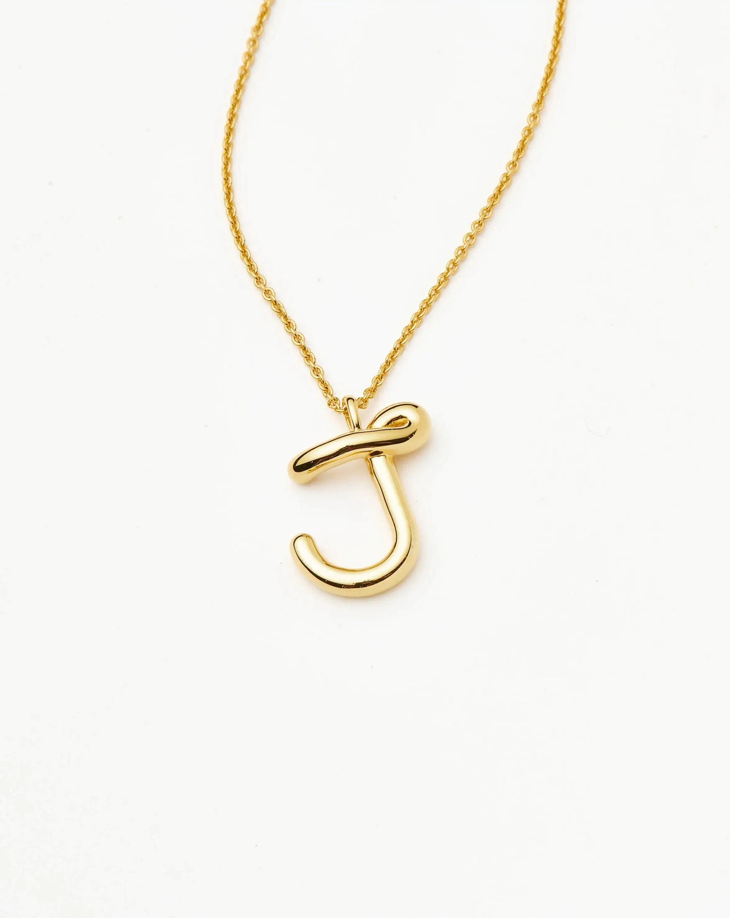 Curly Molten Initial Pendant Necklace - J | 18ct Gold Vermeil