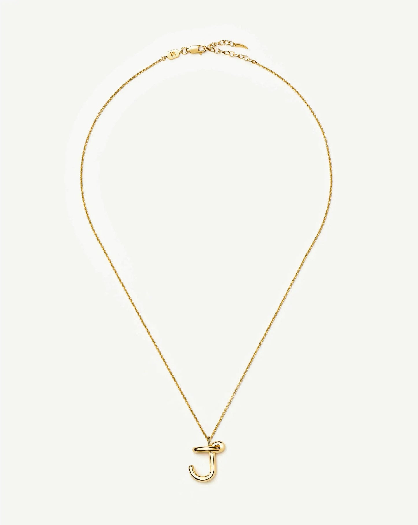 Curly Molten Initial Pendant Necklace - J | 18ct Gold Vermeil