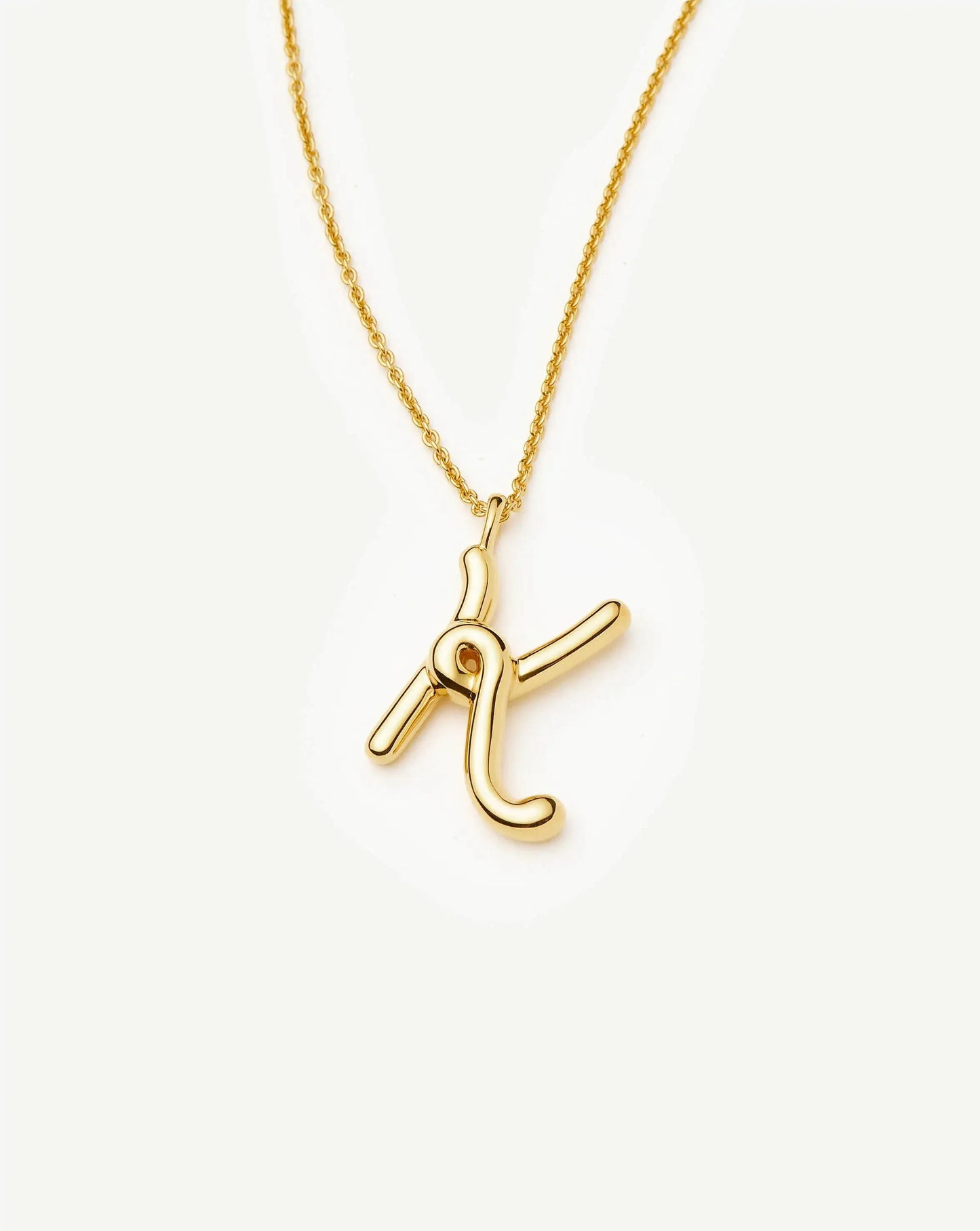 Curly Molten Initial Pendant Necklace - K | 18ct Gold Vermeil