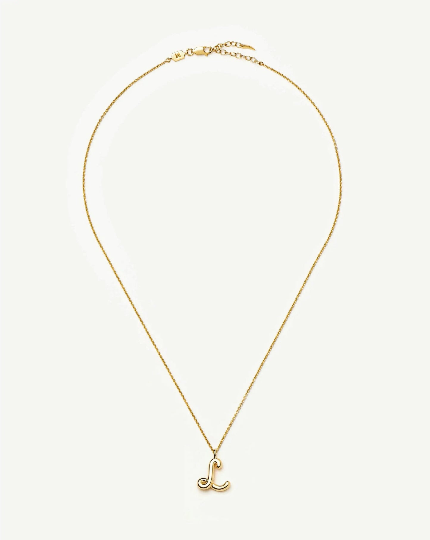 Curly Molten Initial Pendant Necklace - L | 18ct Gold Vermeil