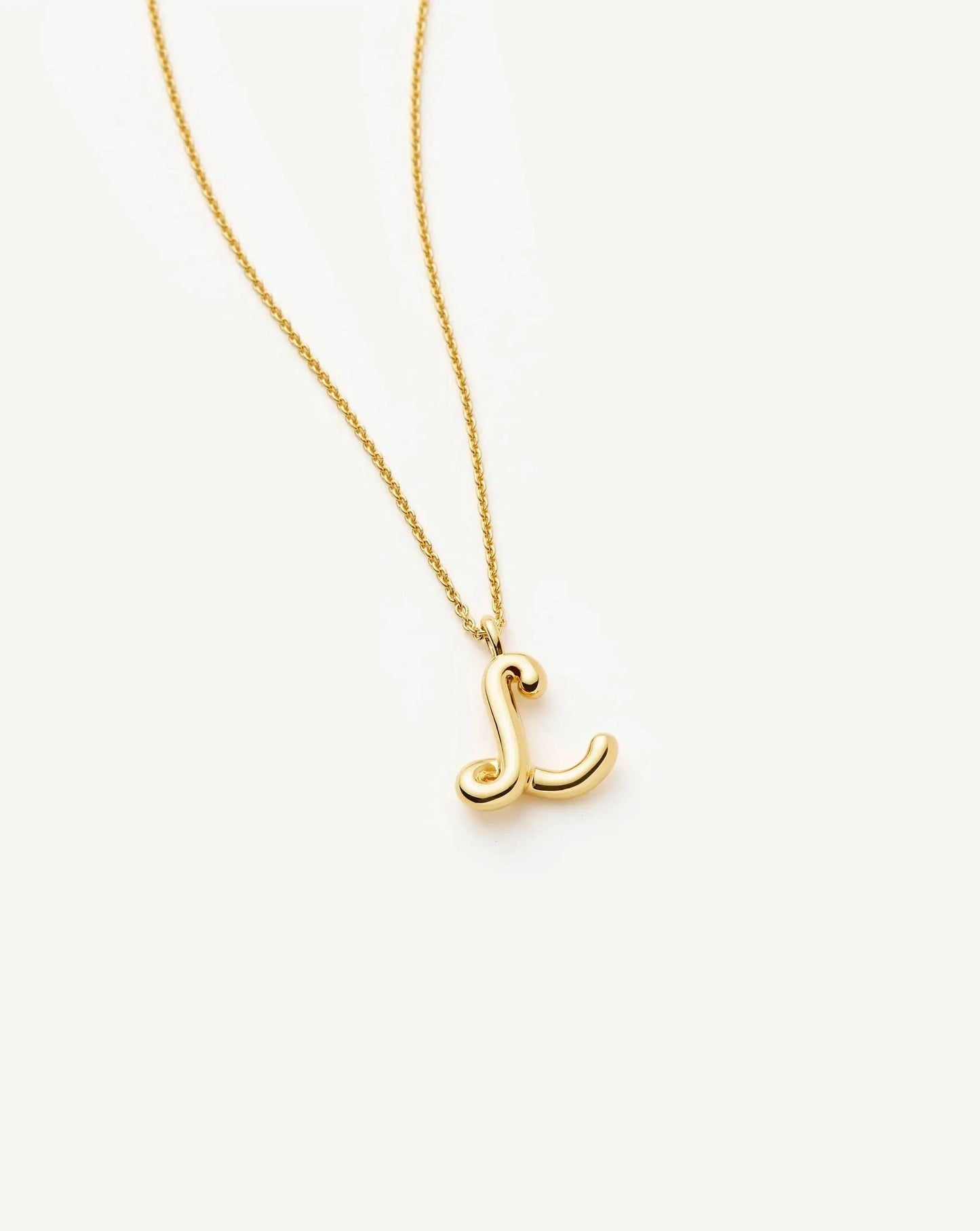 Curly Molten Initial Pendant Necklace - L | 18ct Gold Vermeil