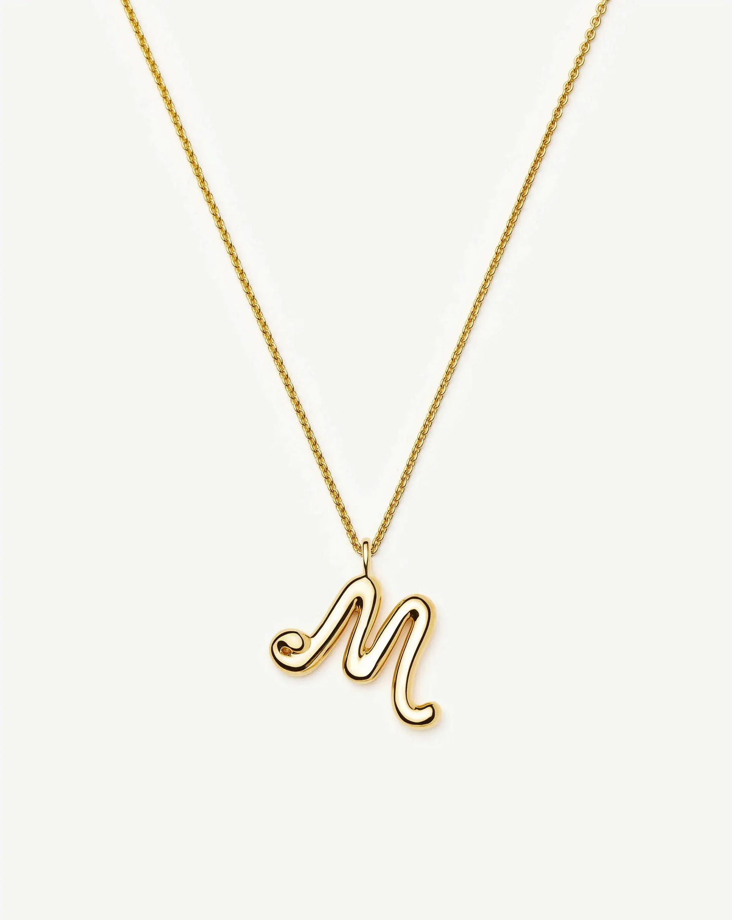 Curly Molten Initial Pendant Necklace - M | 18ct Gold Vermeil