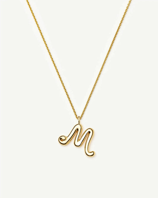 Curly Molten Initial Pendant Necklace - M | 18ct Gold Vermeil