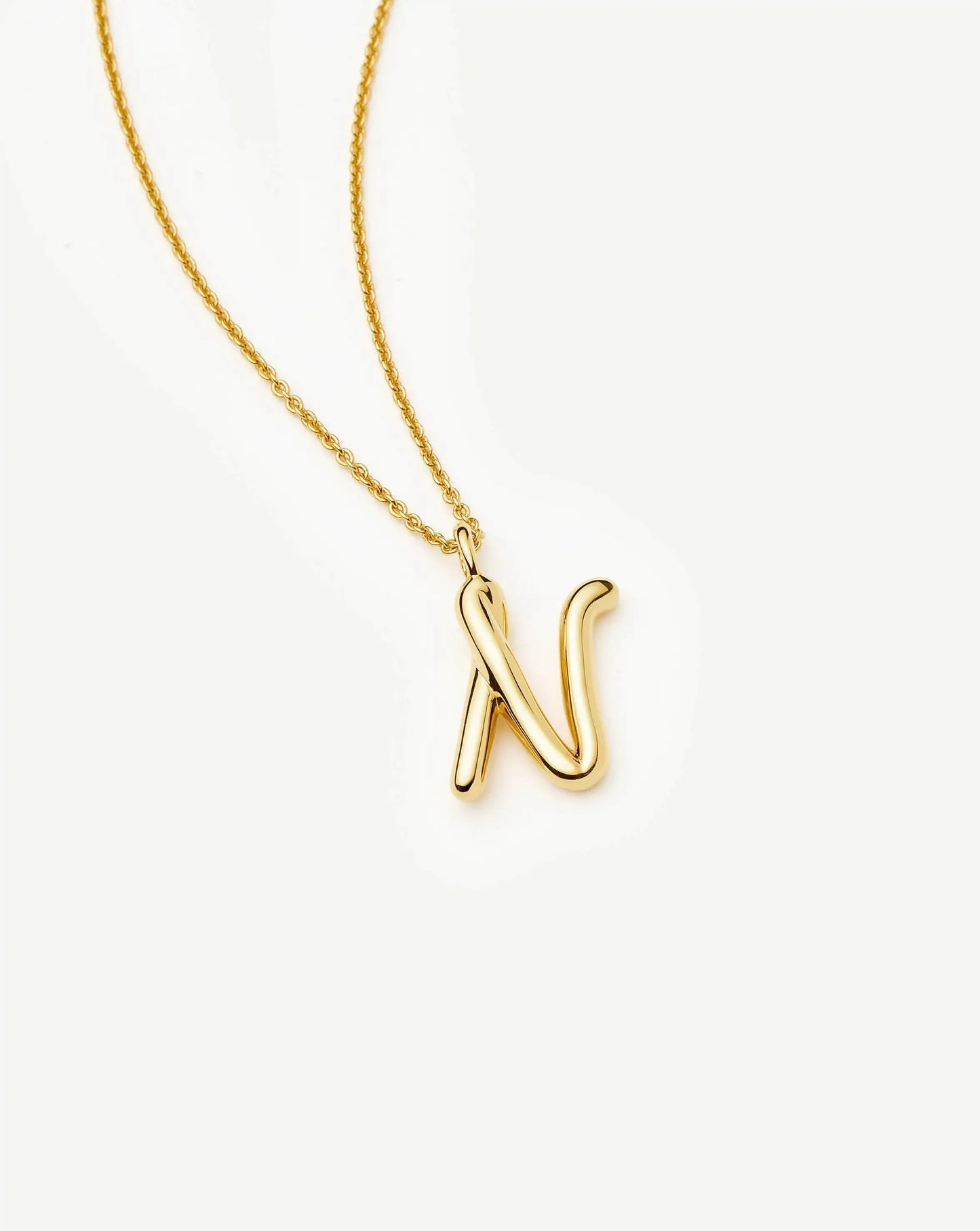 Curly Molten Initial Pendant Necklace - N | 18ct Gold Vermeil