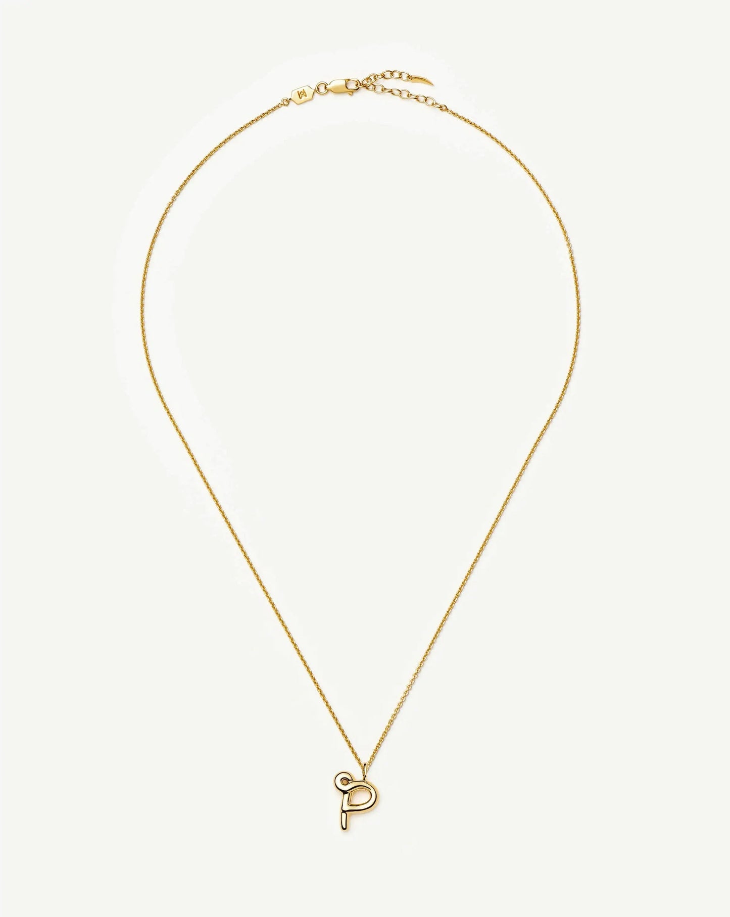 Curly Molten Initial Pendant Necklace - P | 18ct Gold Vermeil