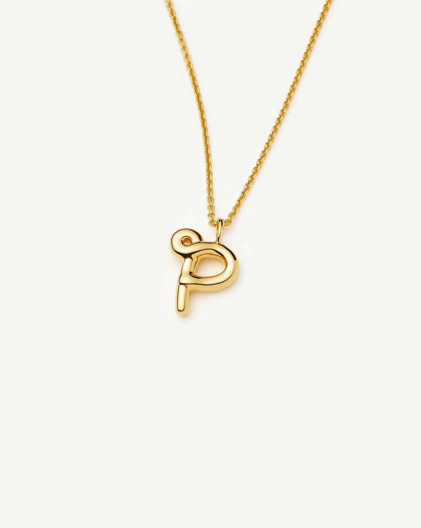 Curly Molten Initial Pendant Necklace - P | 18ct Gold Vermeil