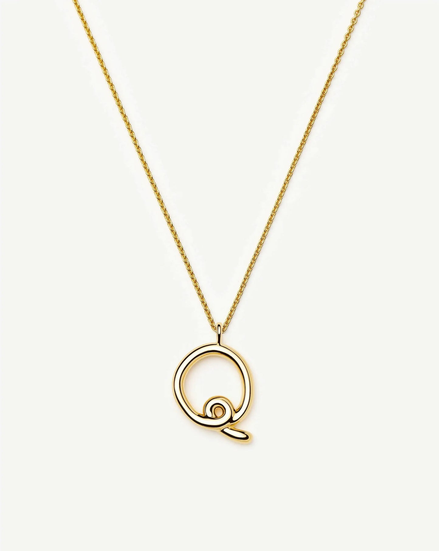 Curly Molten Initial Pendant Necklace - Q | 18ct Gold Vermeil