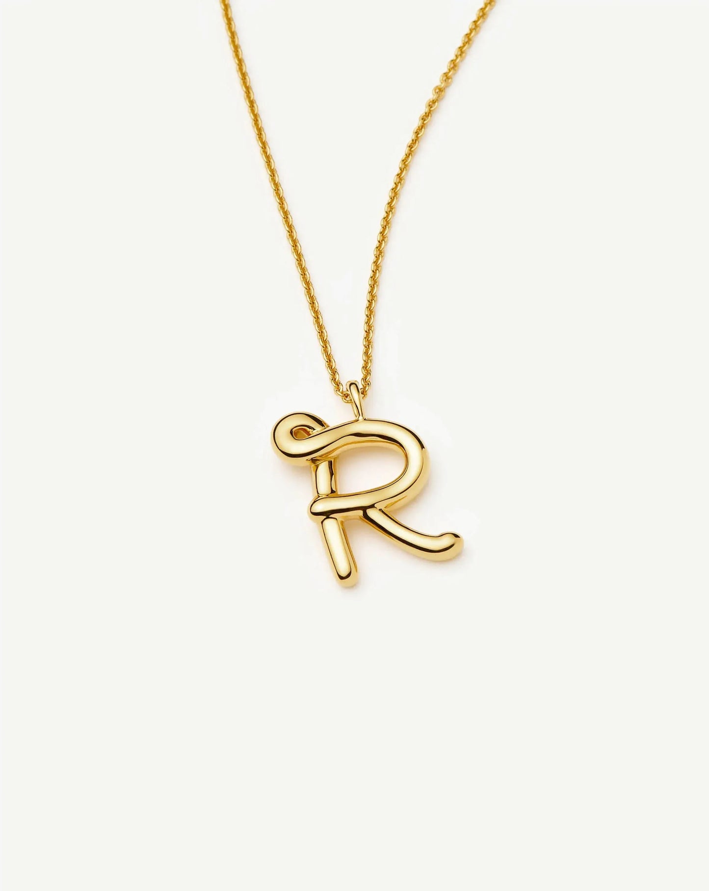Curly Molten Initial Pendant Necklace - R | 18ct Gold Vermeil