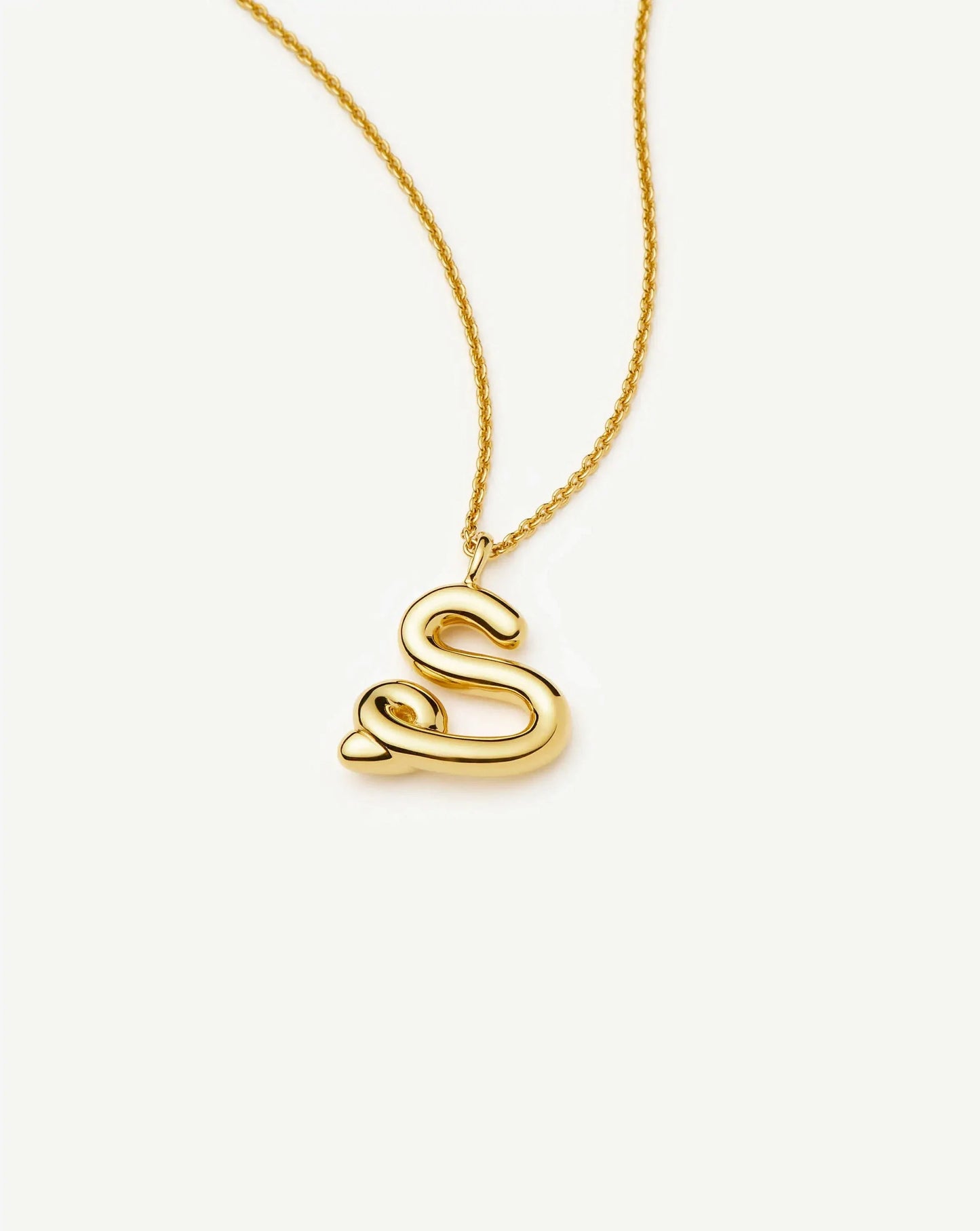 Curly Molten Initial Pendant Necklace - S | 18ct Gold Vermeil