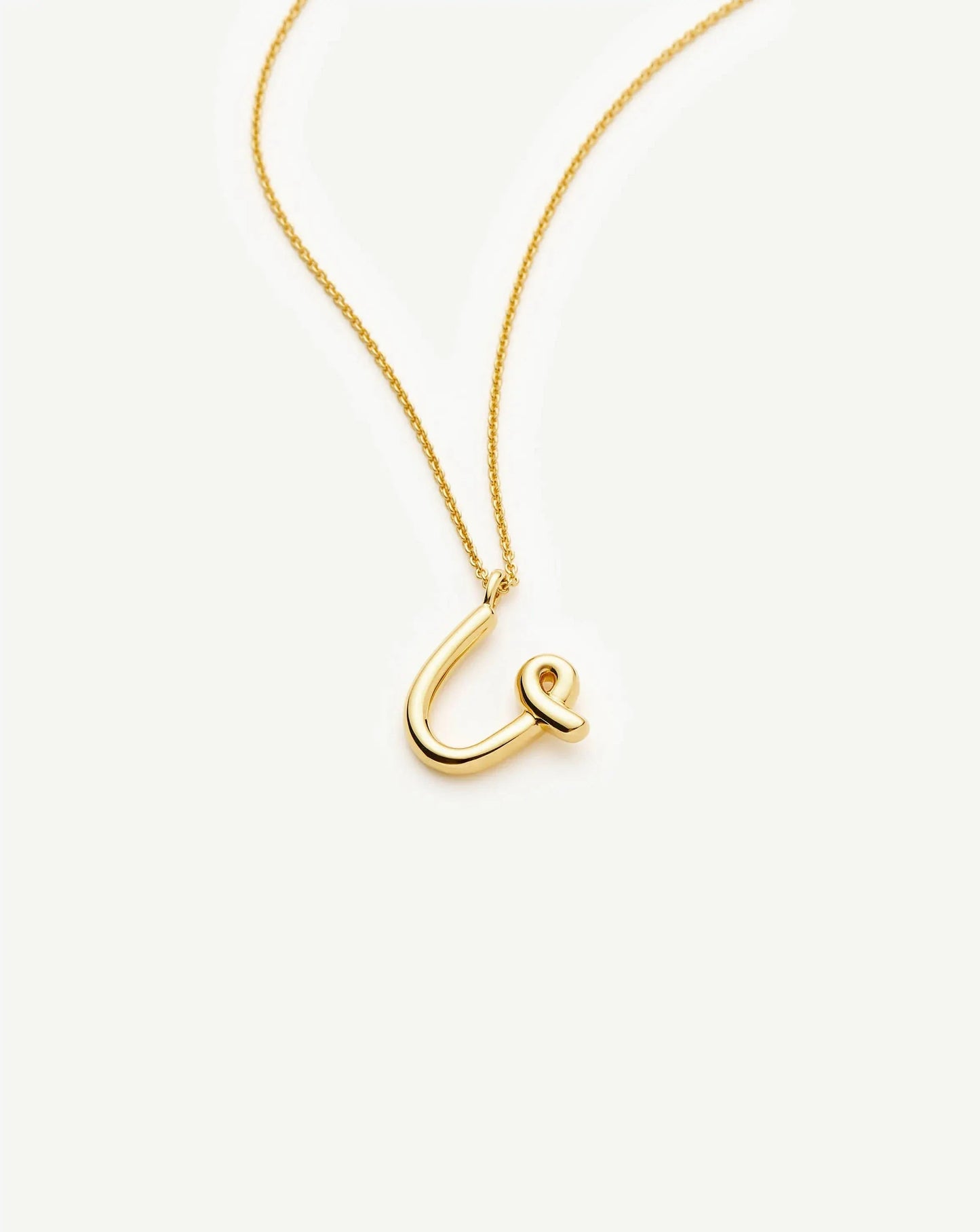 Curly Molten Initial Pendant Necklace - U | 18ct Gold Vermeil