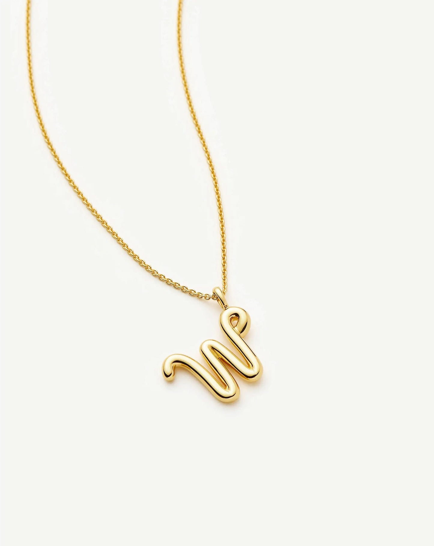 Curly Molten Initial Pendant Necklace - W | 18ct Gold Vermeil