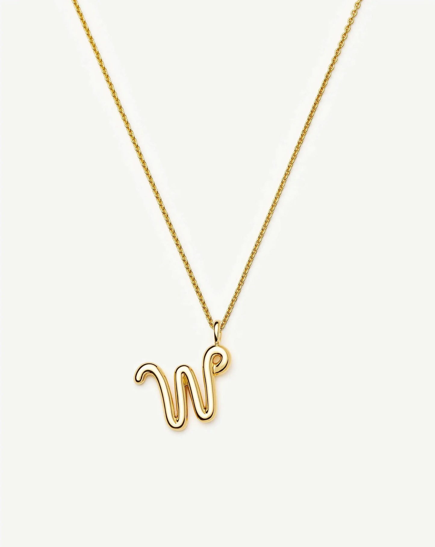 Curly Molten Initial Pendant Necklace - W | 18ct Gold Vermeil