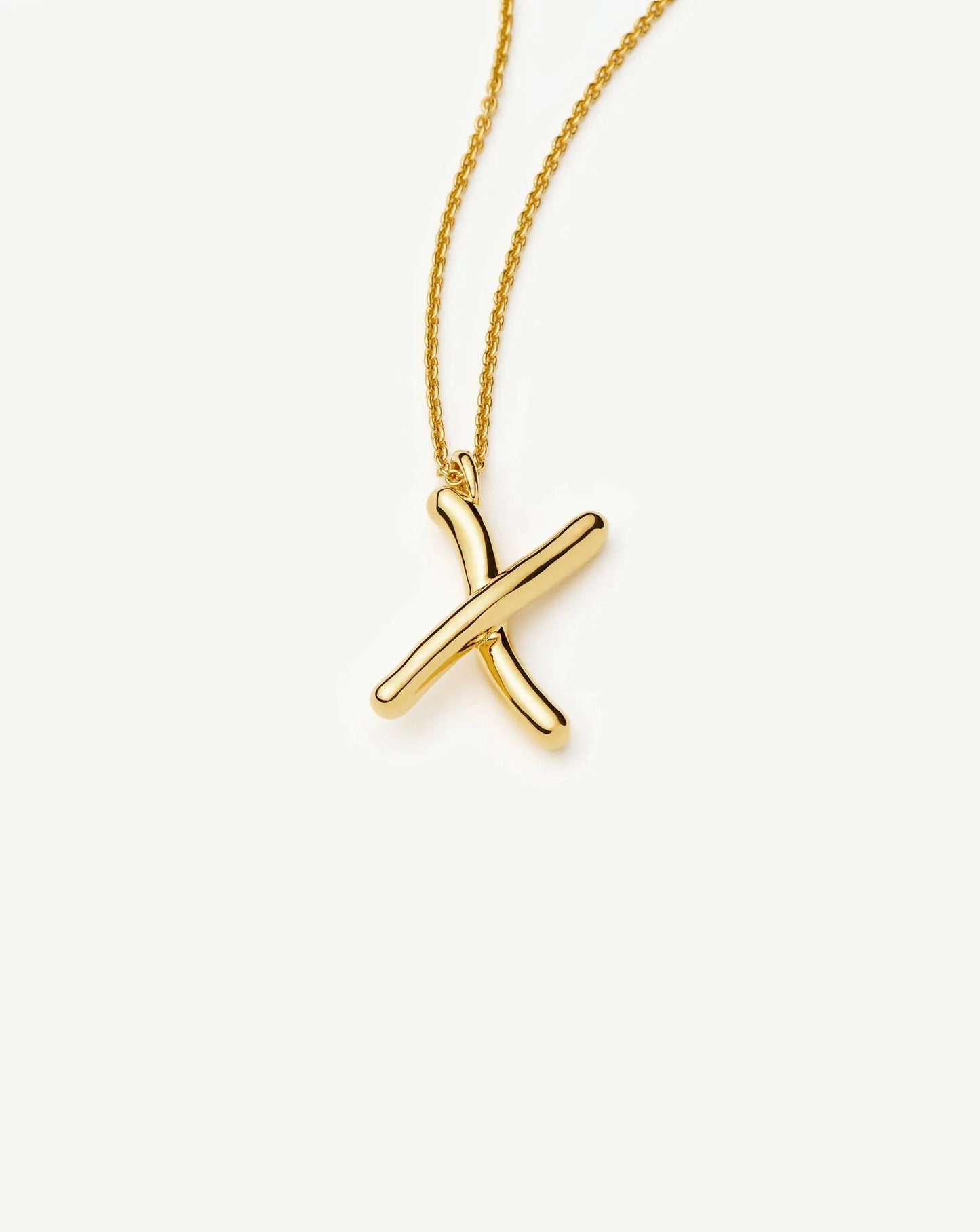 Curly Molten Initial Pendant Necklace - X | 18ct Gold Vermeil