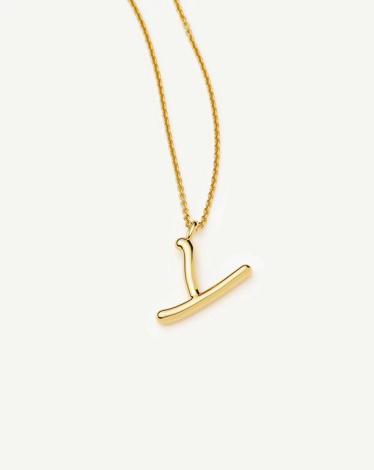Curly Molten Initial Pendant Necklace - Y | 18ct Gold Vermeil
