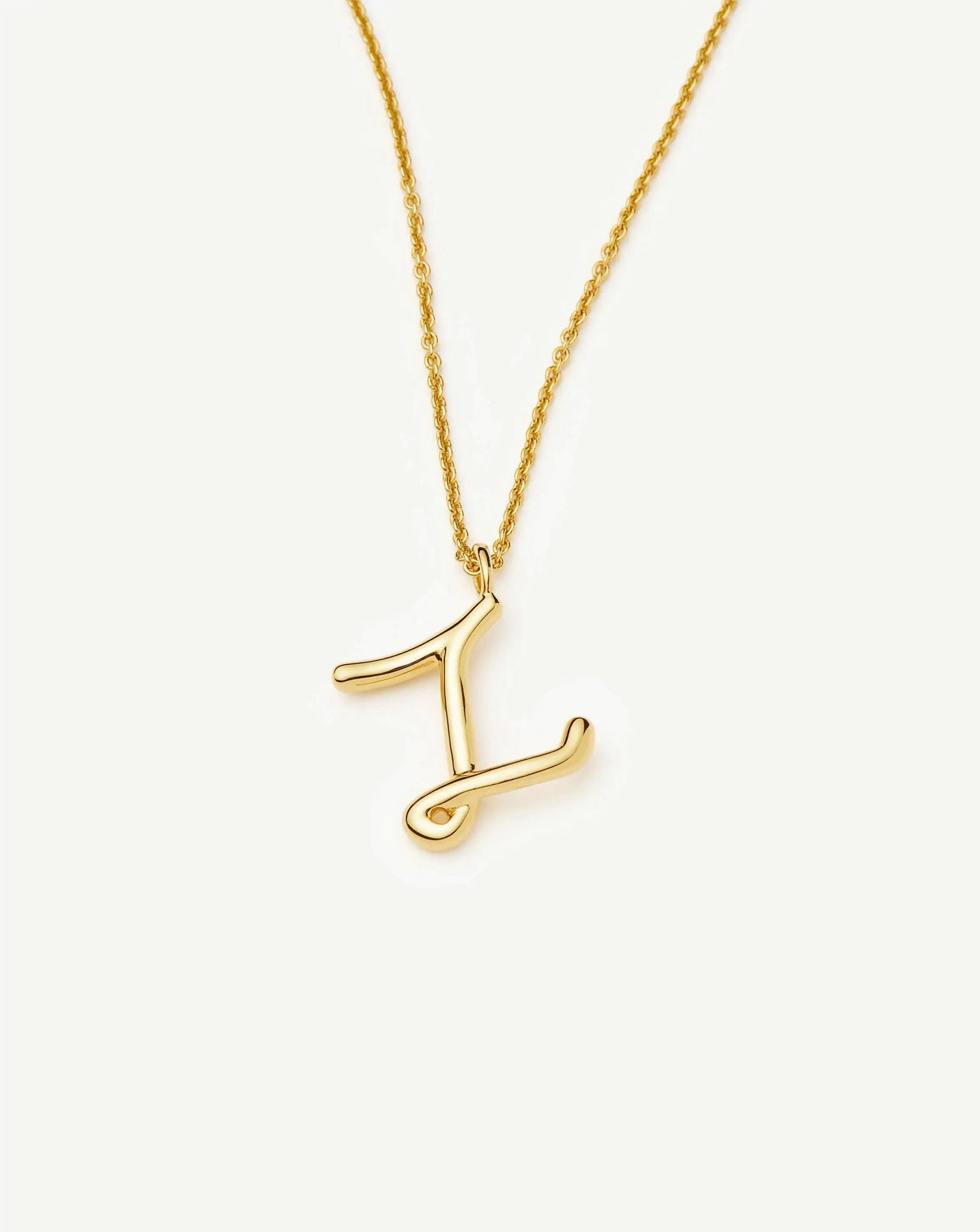 Curly Molten Initial Pendant Necklace - Z | 18ct Gold Vermeil