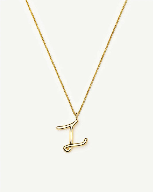 Curly Molten Initial Pendant Necklace - Z | 18ct Gold Vermeil