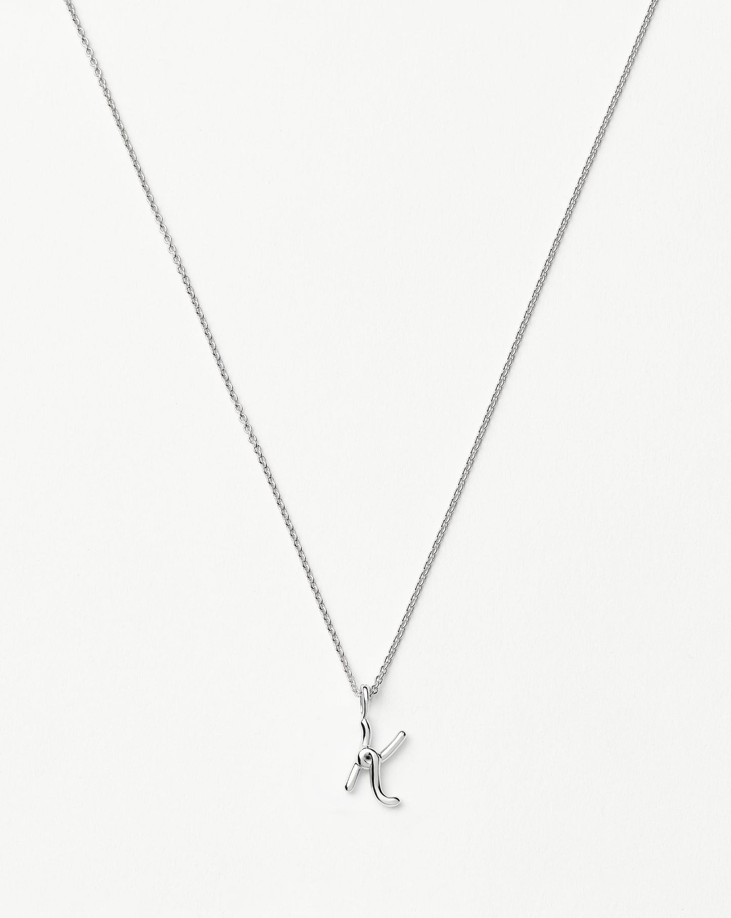 Curly Molten Mini Initial Necklace - K | Sterling Silver