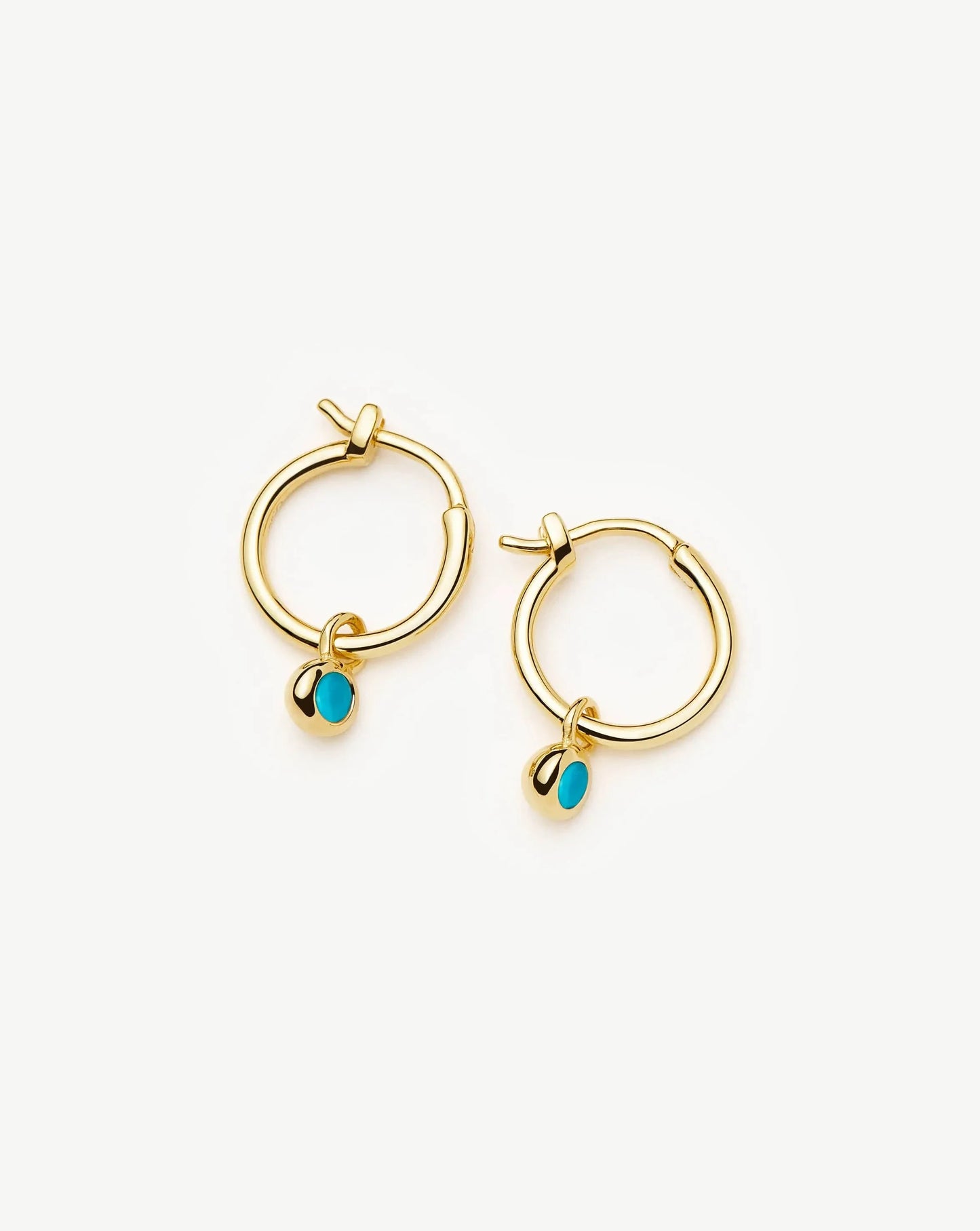 December Birthstone Mini Charm Hoop Earrings | 18ct Gold Vermeil/Turquoise Magnesite