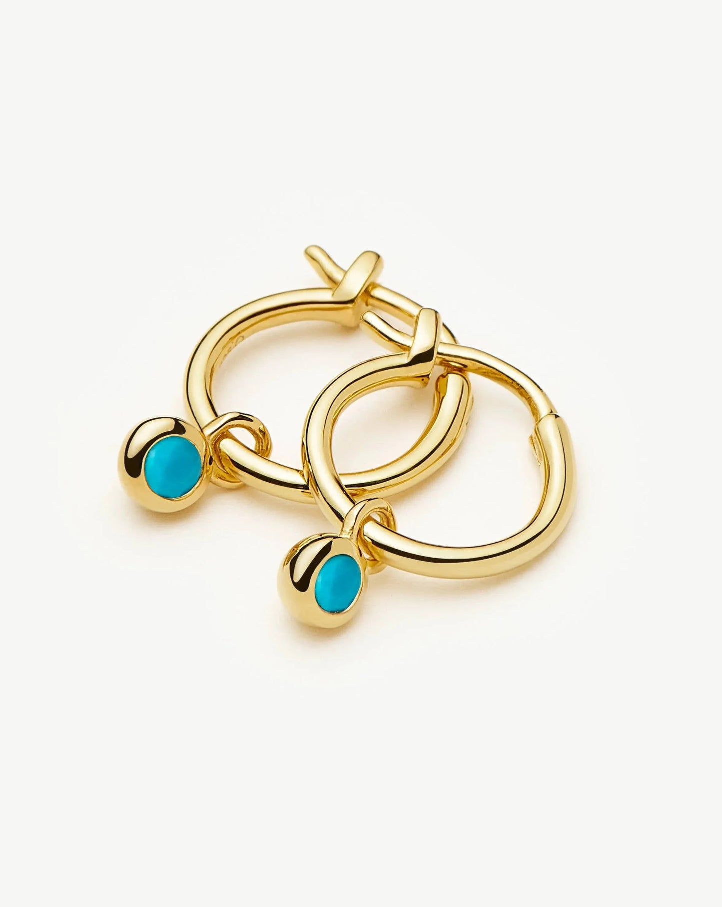 December Birthstone Mini Charm Hoop Earrings | 18ct Gold Vermeil/Turquoise Magnesite