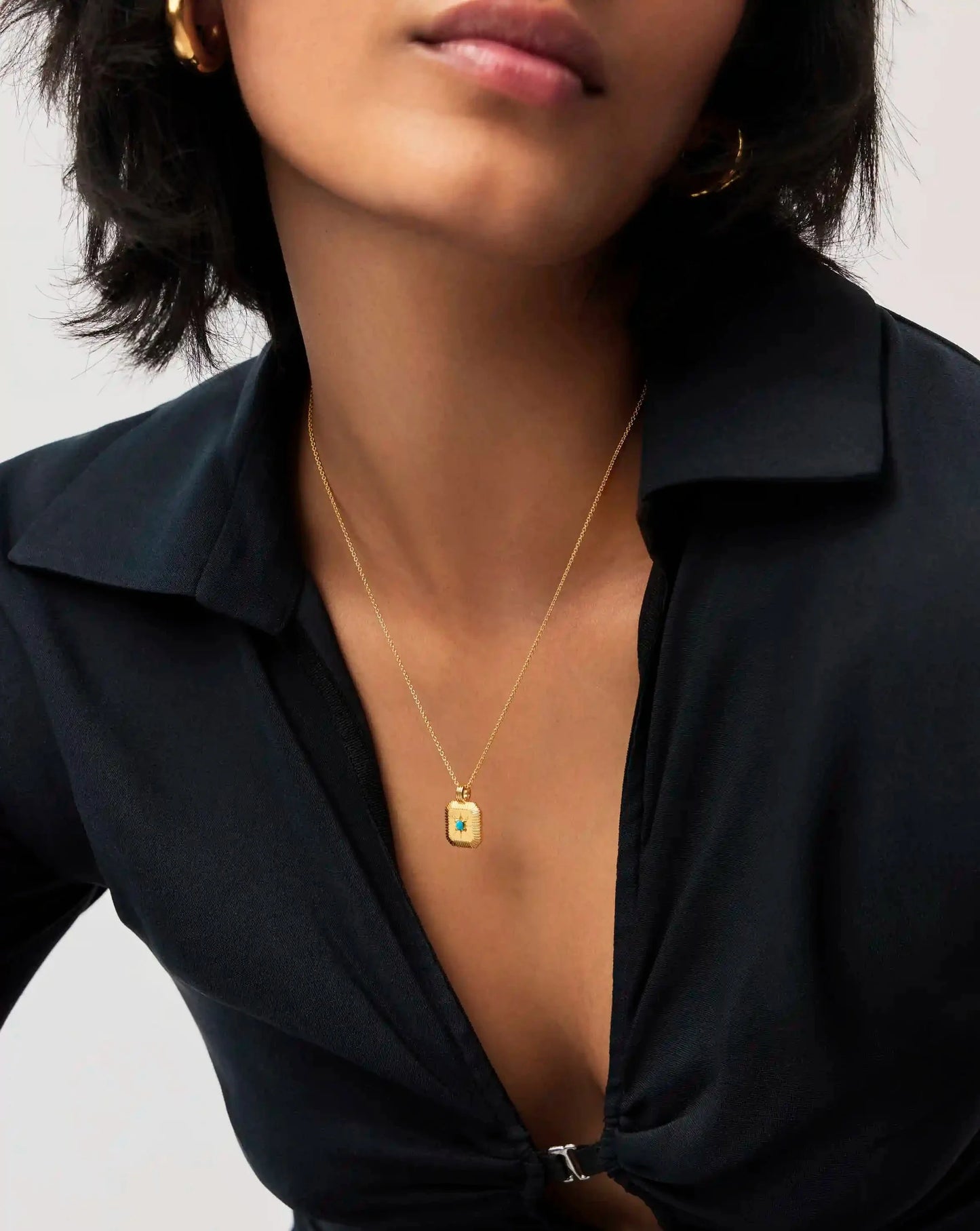 December Birthstone Pendant Necklace | 18ct Gold Vermeil/Dyed Turquoise Magnesite