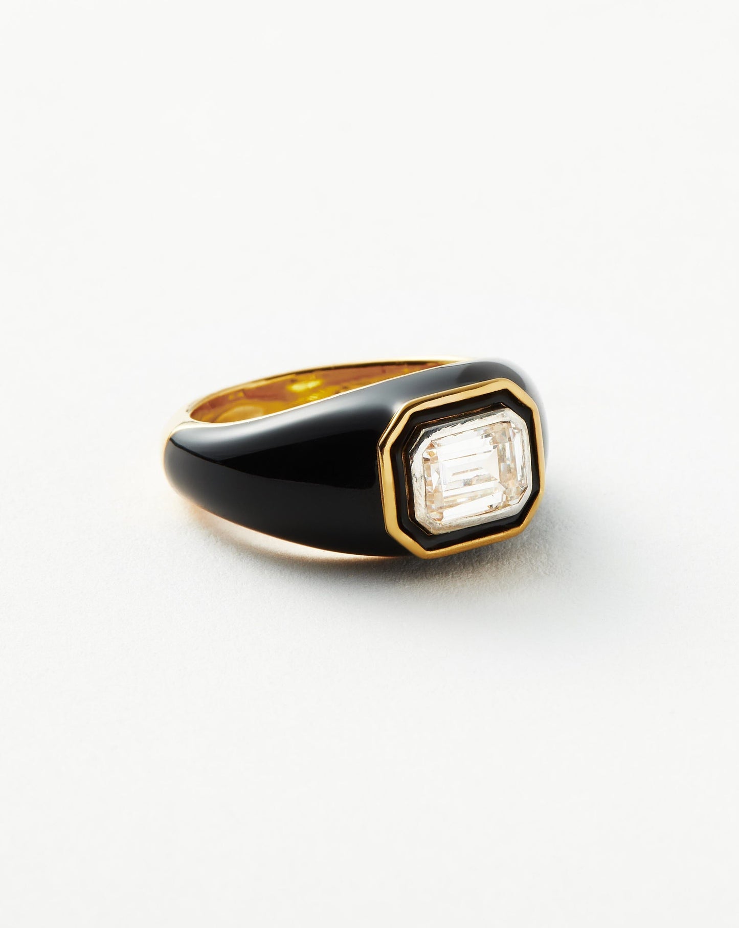 Enamel & Stone Dome Statement Ring | 18ct Gold Vermeil/Black