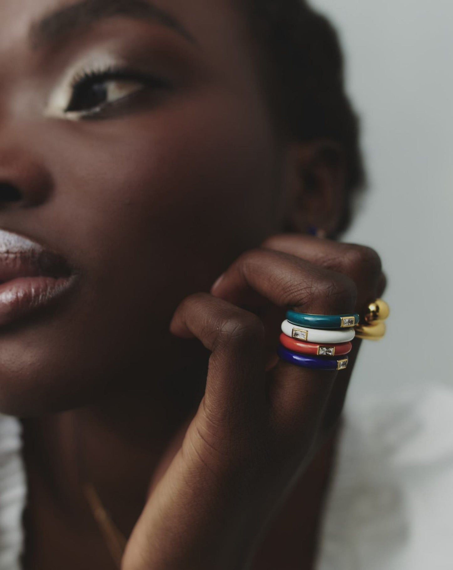 Enamel & Stone Stacking Ring