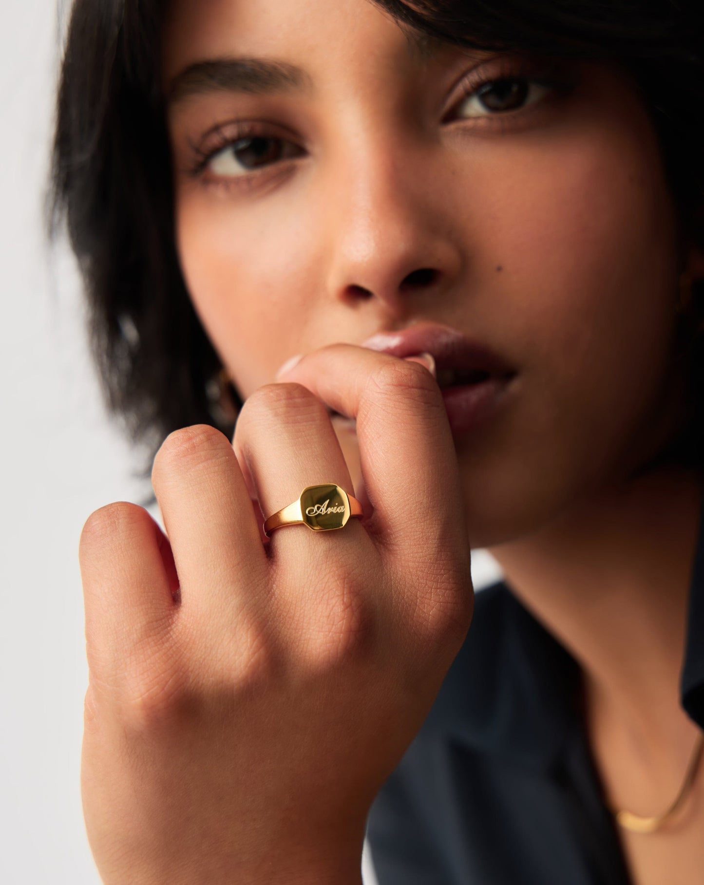 Engravable Octa Signet Ring | 18ct Gold Vermeil