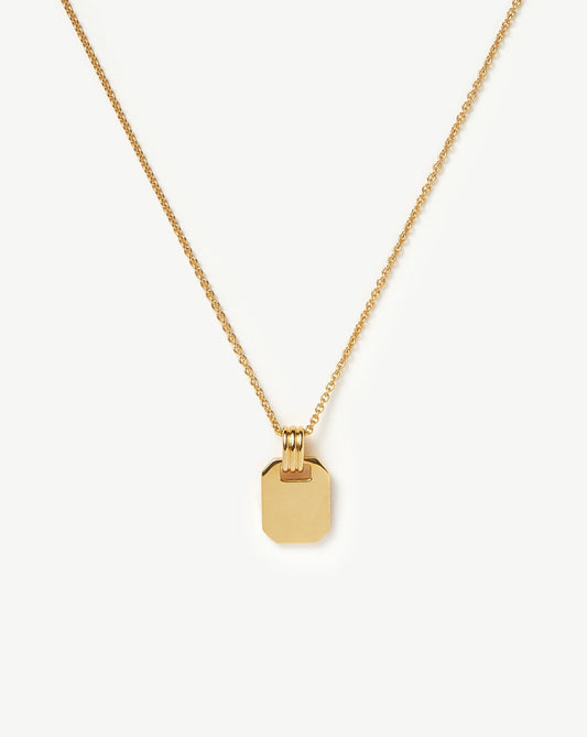 Engravable Small Tag Pendant Necklace | 18ct Gold Vermeil