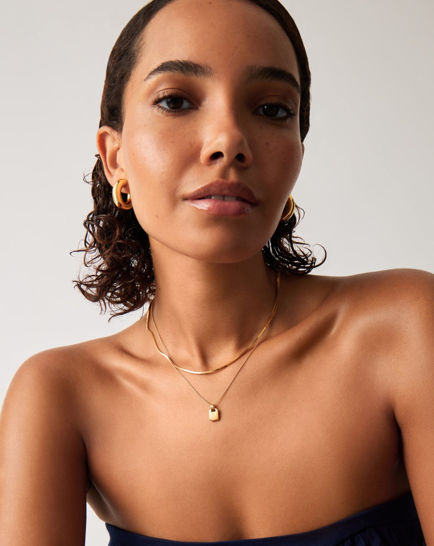 Engravable Small Tag Pendant Necklace | 18ct Gold Vermeil