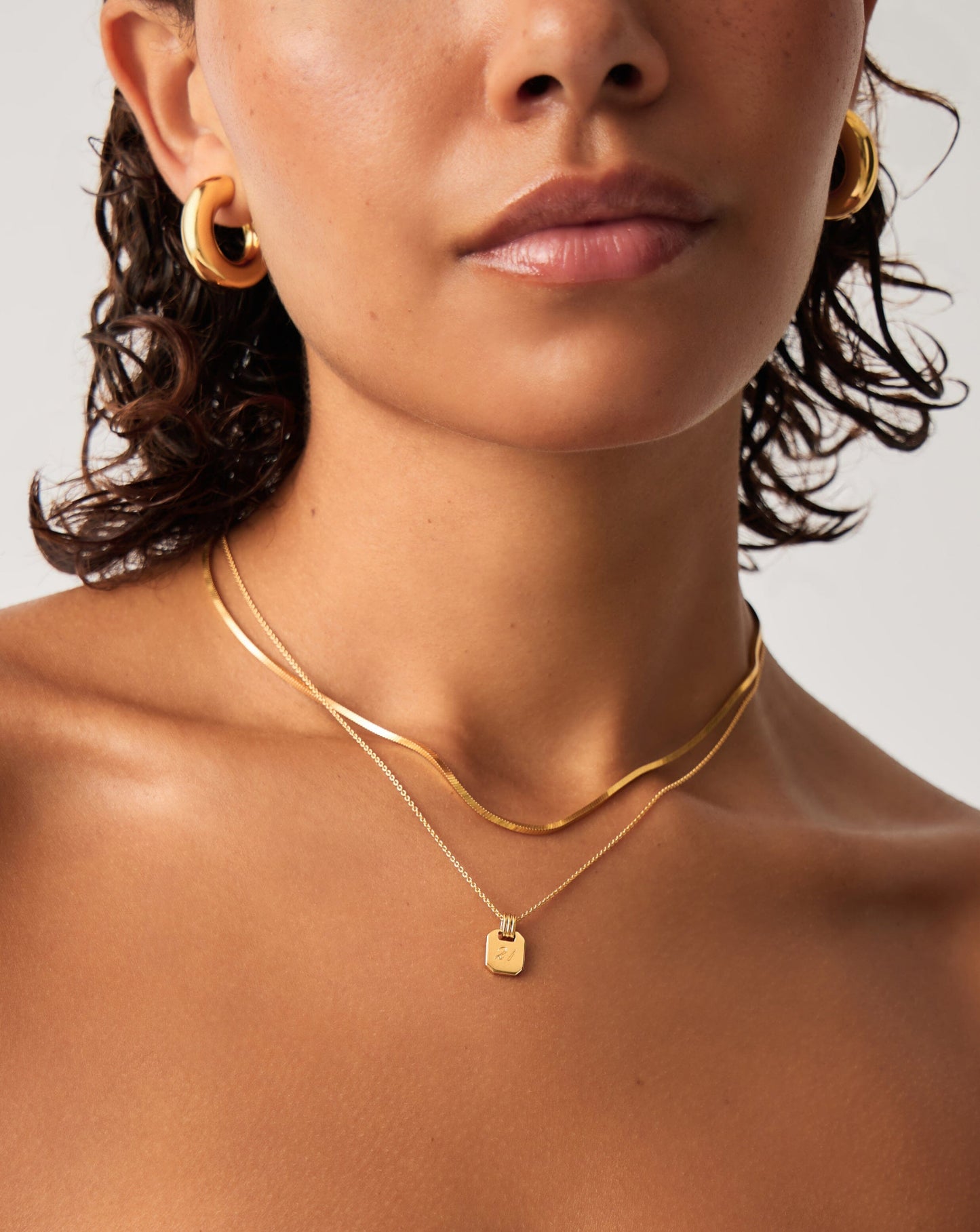 Engravable Small Tag Pendant Necklace | 18ct Gold Vermeil