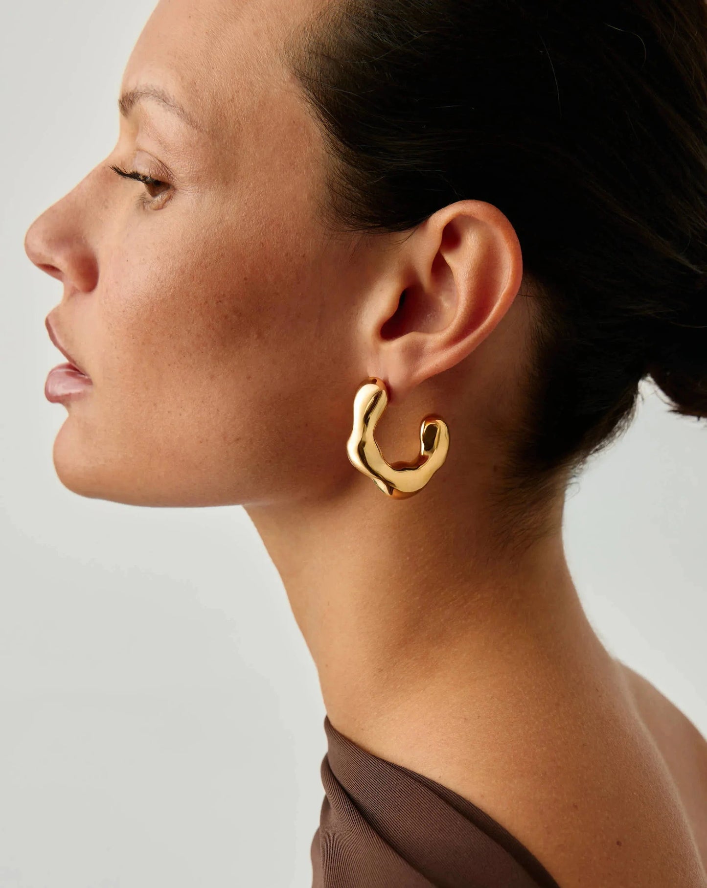 Eny Puffy Large Hoop Earrings | 18ct Gold Plated