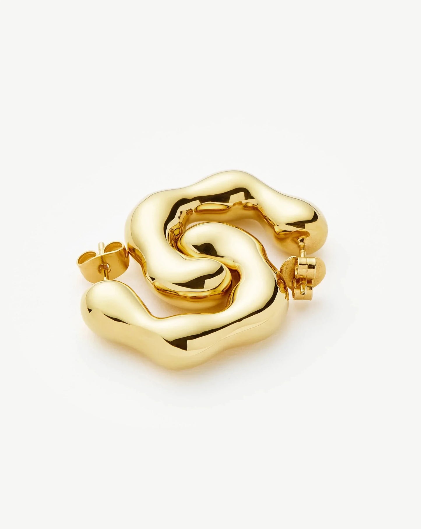 Eny Puffy Medium Hoop Earrings | 18ct Gold Plated