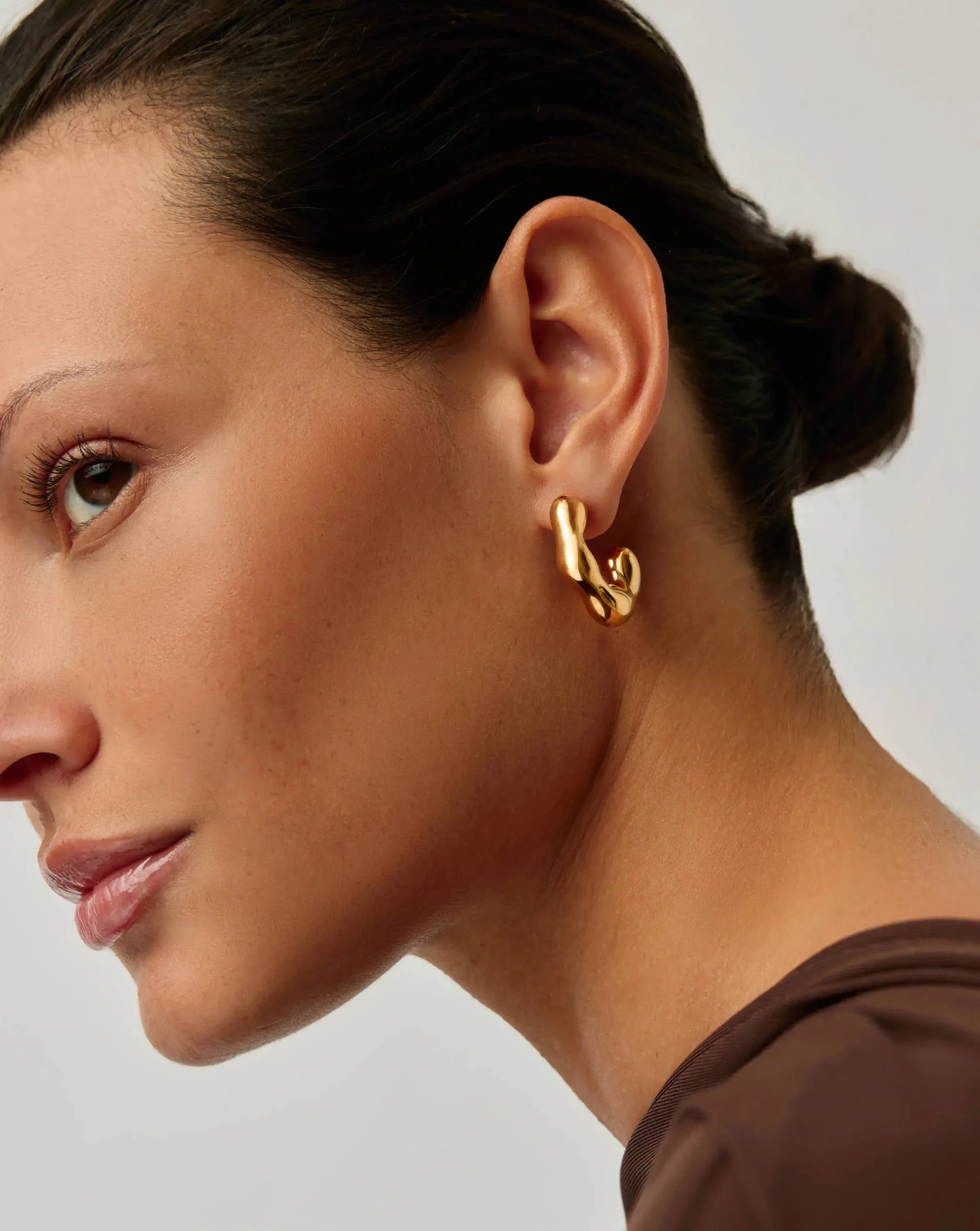 Eny Puffy Medium Hoop Earrings | 18ct Gold Plated