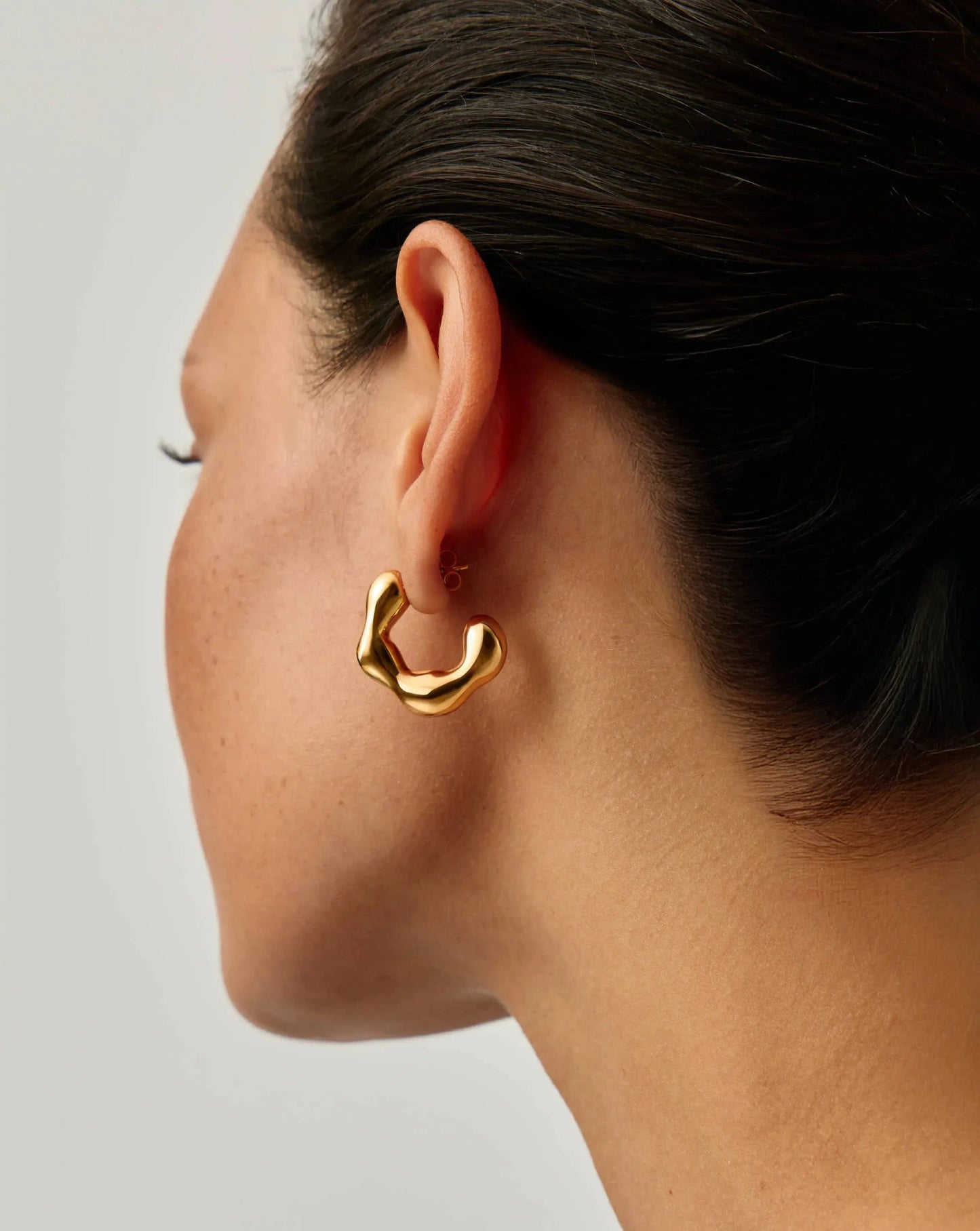 Eny Puffy Medium Hoop Earrings | 18ct Gold Plated
