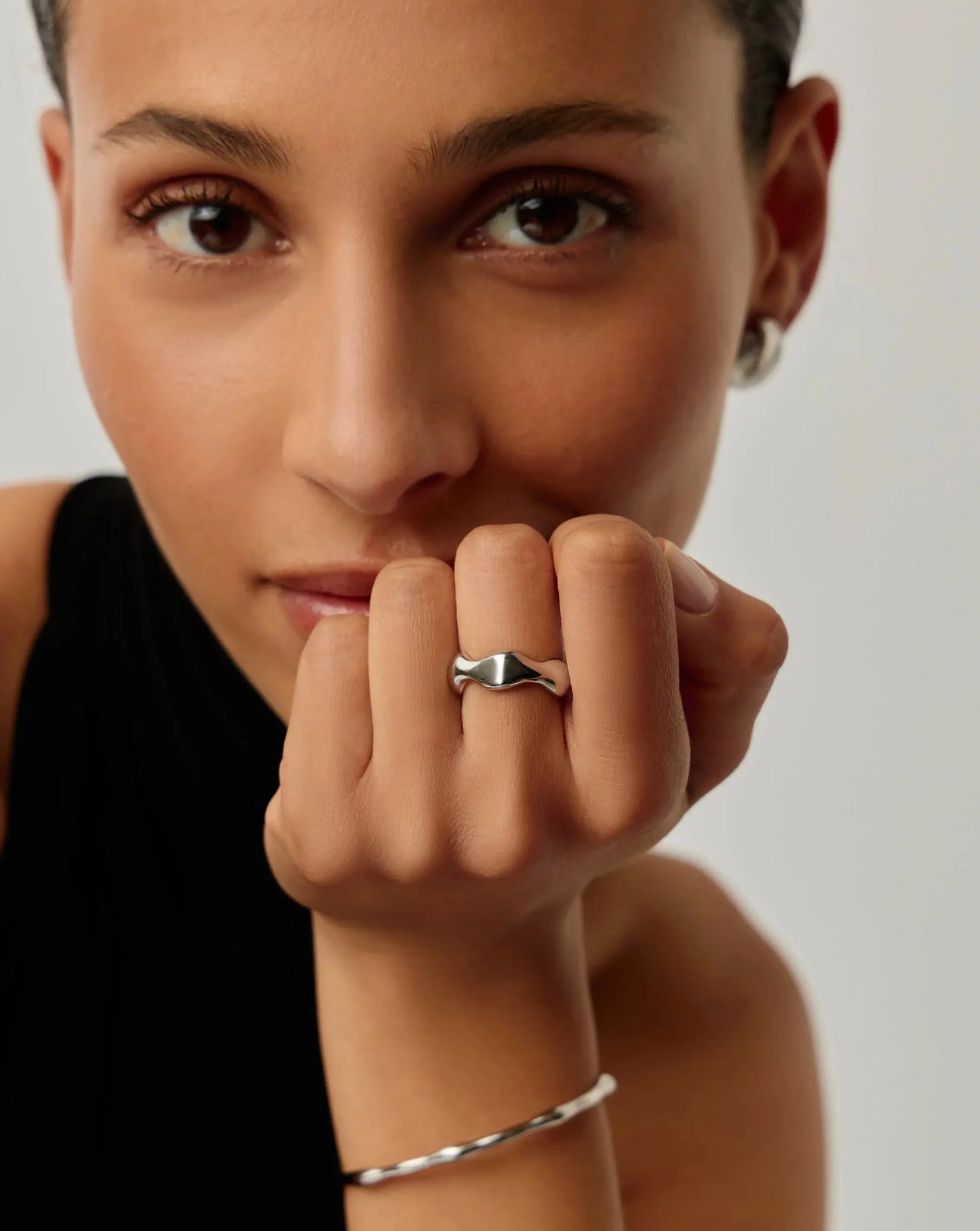 Eny Puffy Stacking Ring | Silver Plated