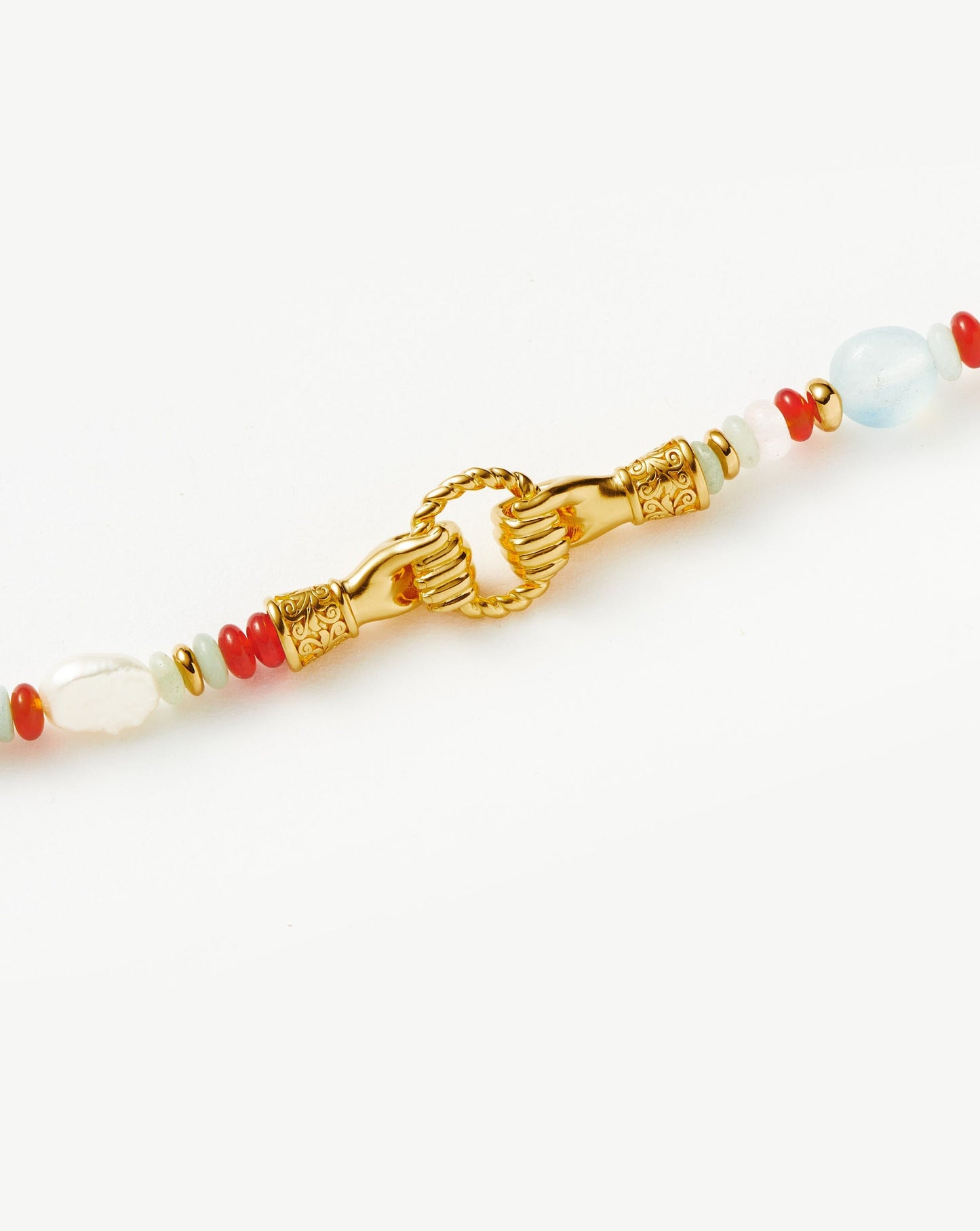Harris Reed In Good Hands Beaded Gemstone Bracelet | 18ct Gold Plated/Multi Gemstone & Pearl