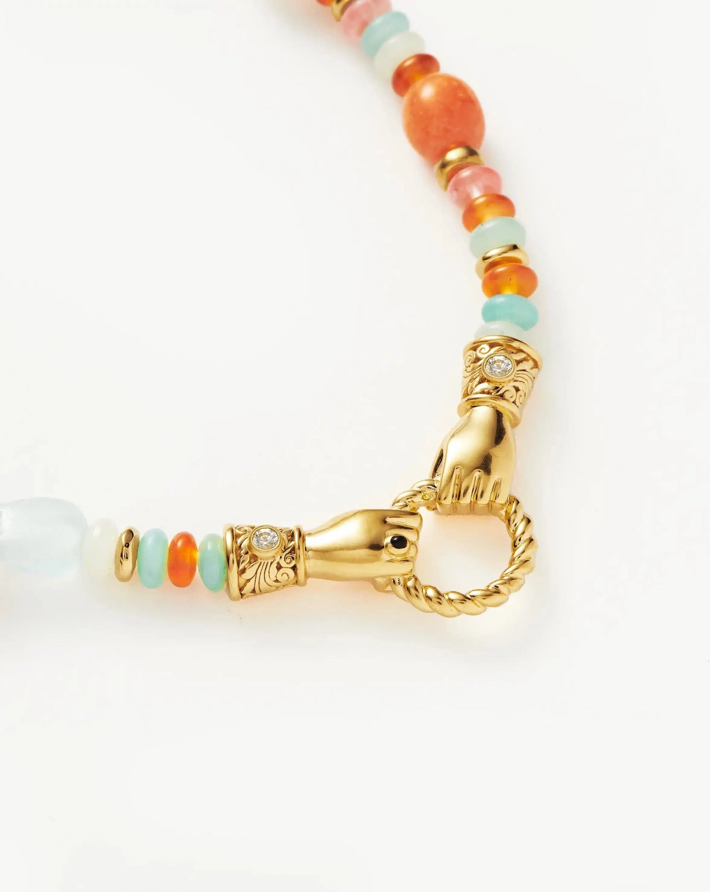 Harris Reed In Good Hands Beaded Gemstone Necklace | 18ct Gold Plated/Multi Gemstone & Pearl