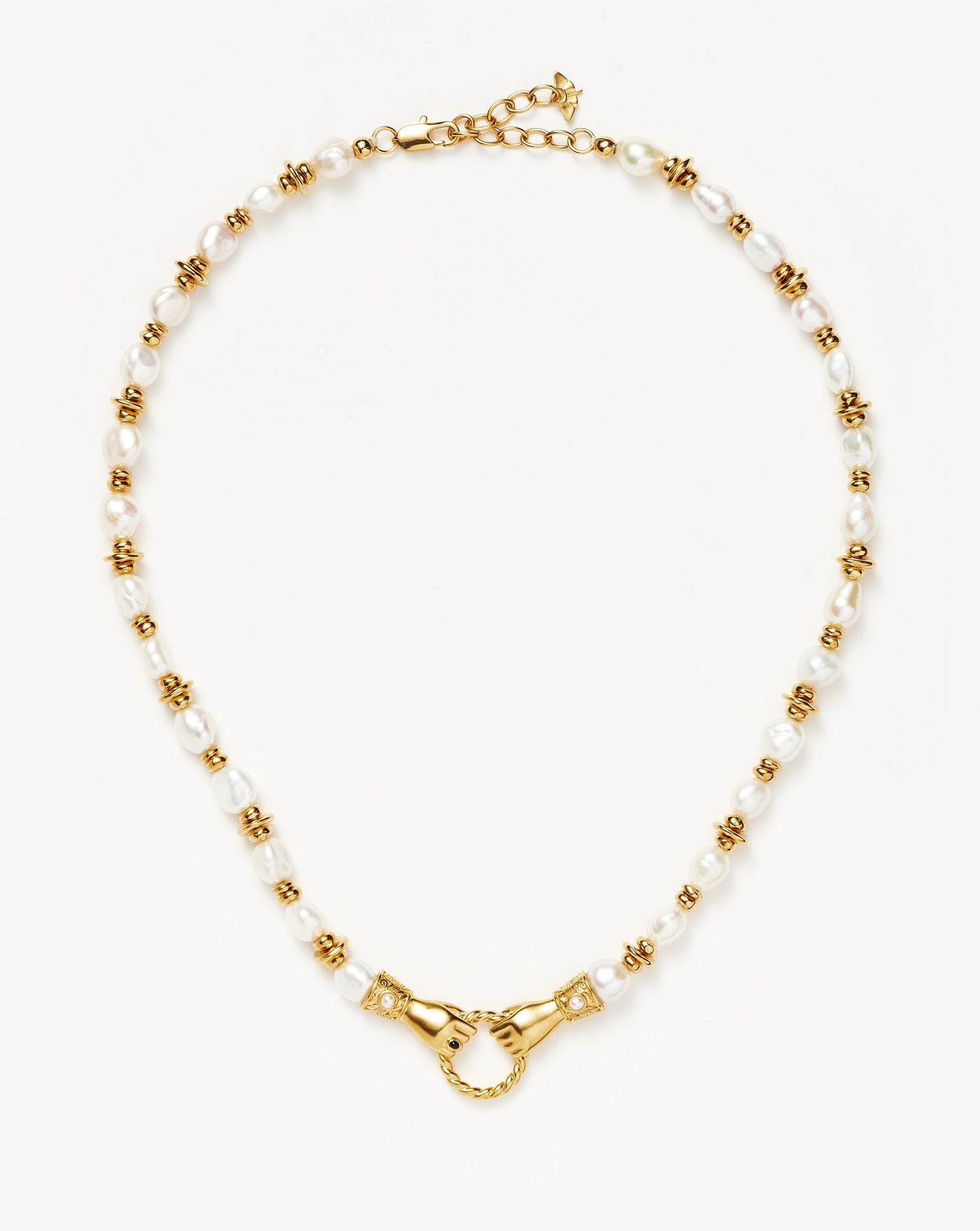 Harris Reed In Good Hands Chunky Beaded Gemstone Necklace | 18ct Gold Plated/Pearl