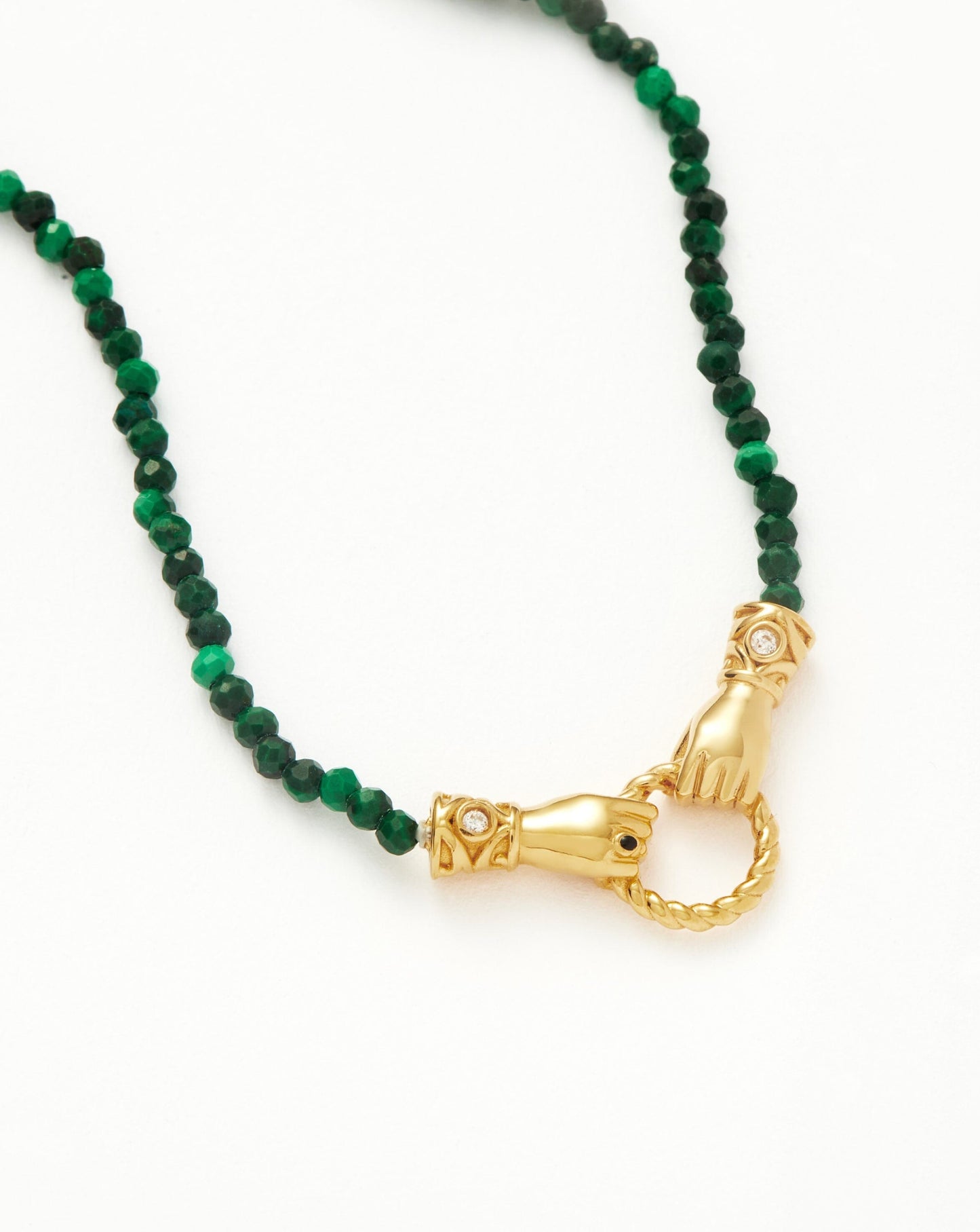 Harris Reed In Good Hands Mini Beaded Gemstone Necklace | 18ct Gold Plated/Malachite