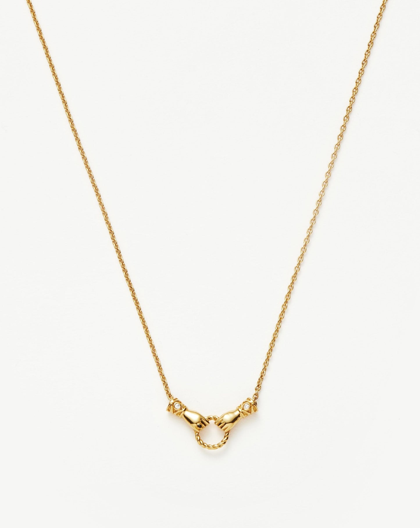 Harris Reed In Good Hands Mini Pendant Slider Necklace | 18ct Gold Plated/Cubic Zirconia & Black Onyx
