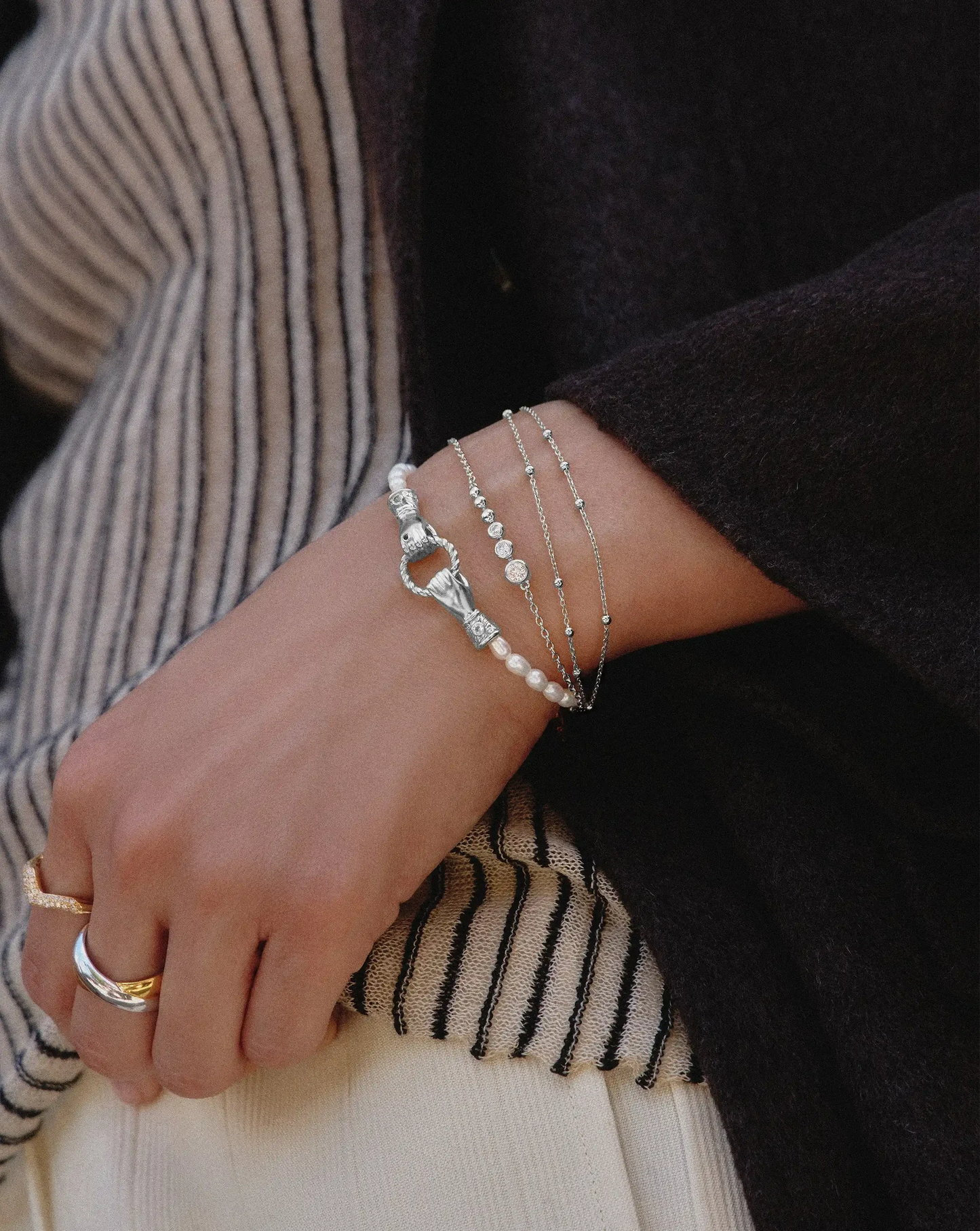 Harris Reed In Good Hands Pearl Bracelet | Silver Plated/Pearl