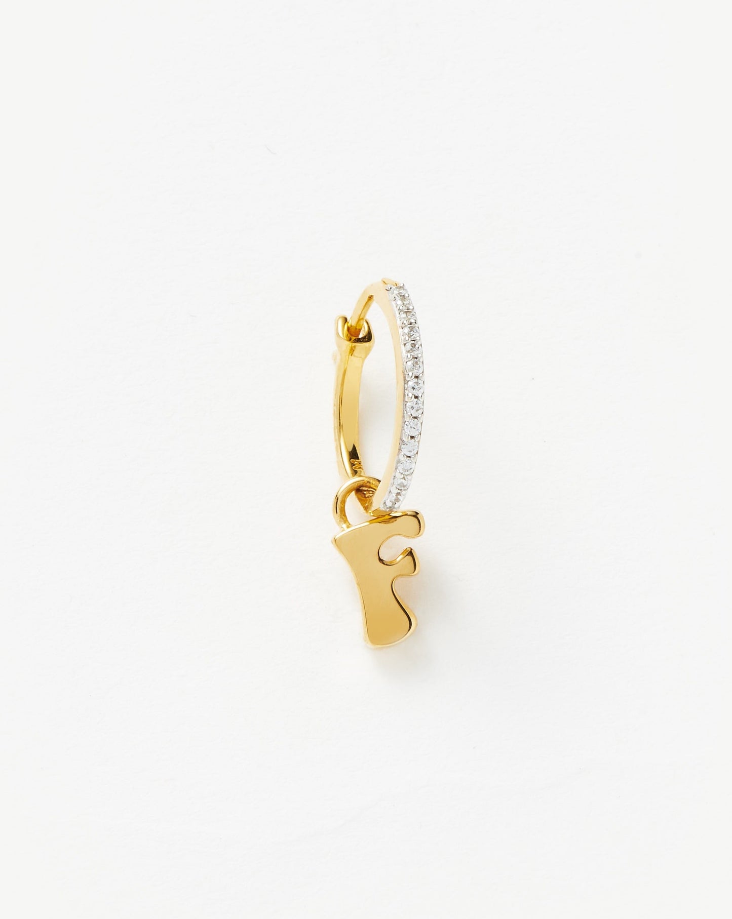 Initial Single Charm Hoop Earring - Initial F | 18ct Gold Vermeil