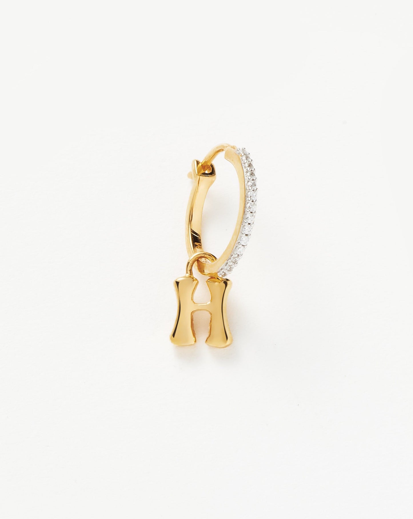 Initial Single Charm Hoop Earring - Initial H | 18ct Gold Vermeil