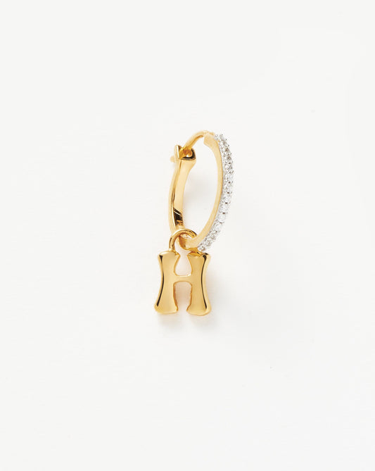 Initial Single Charm Hoop Earring - Initial H | 18ct Gold Vermeil