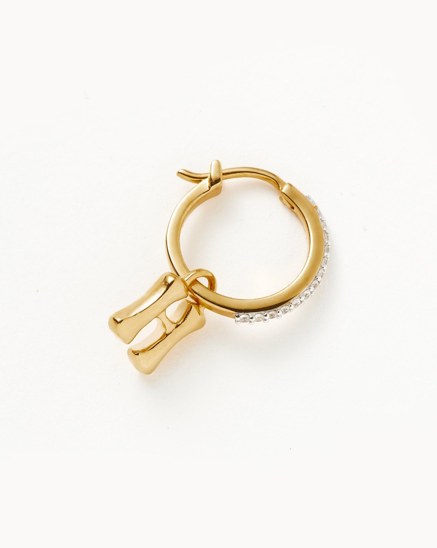 Initial Single Charm Hoop Earring - Initial H | 18ct Gold Vermeil