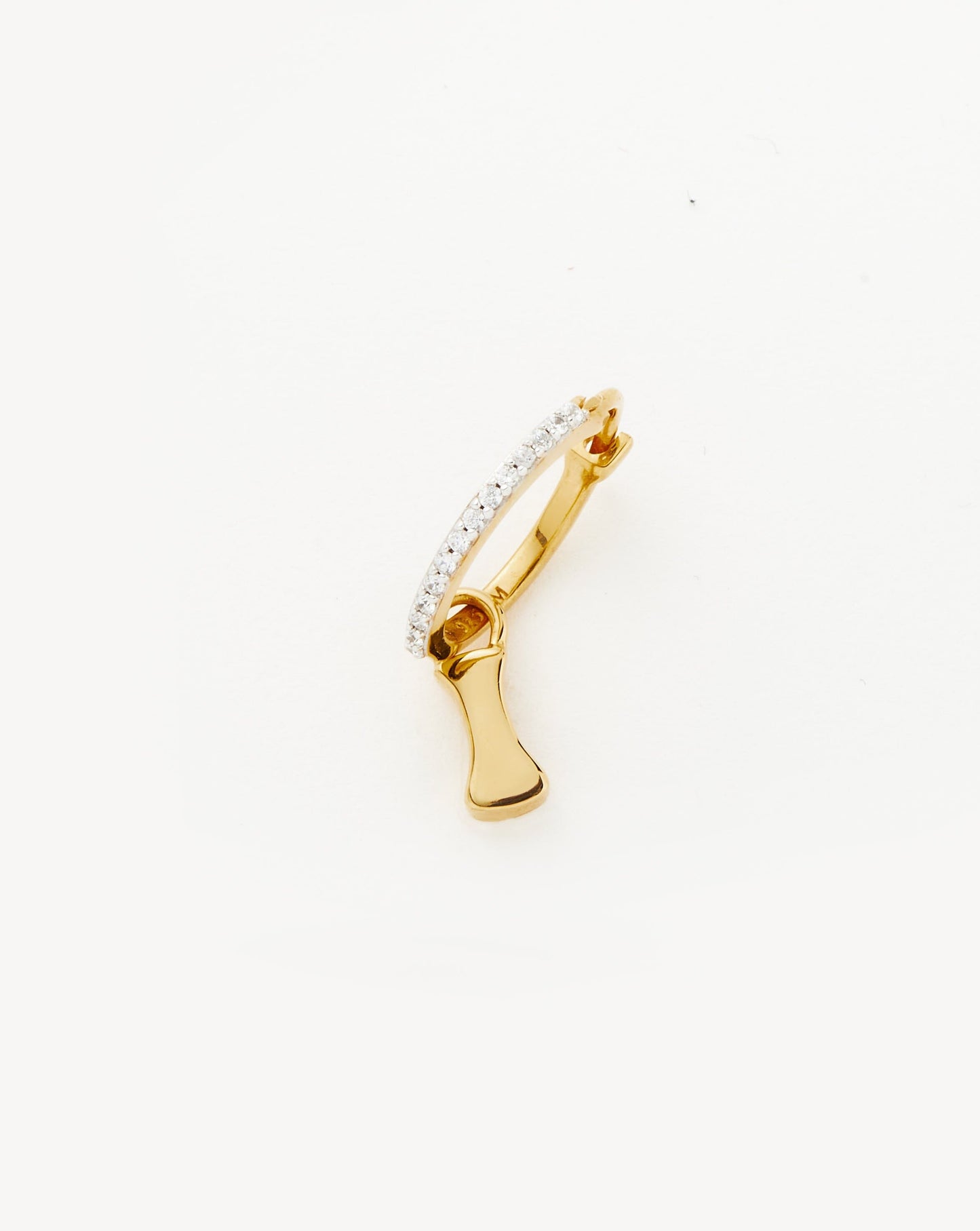 Initial Single Charm Hoop Earring - Initial I | 18ct Gold Vermeil