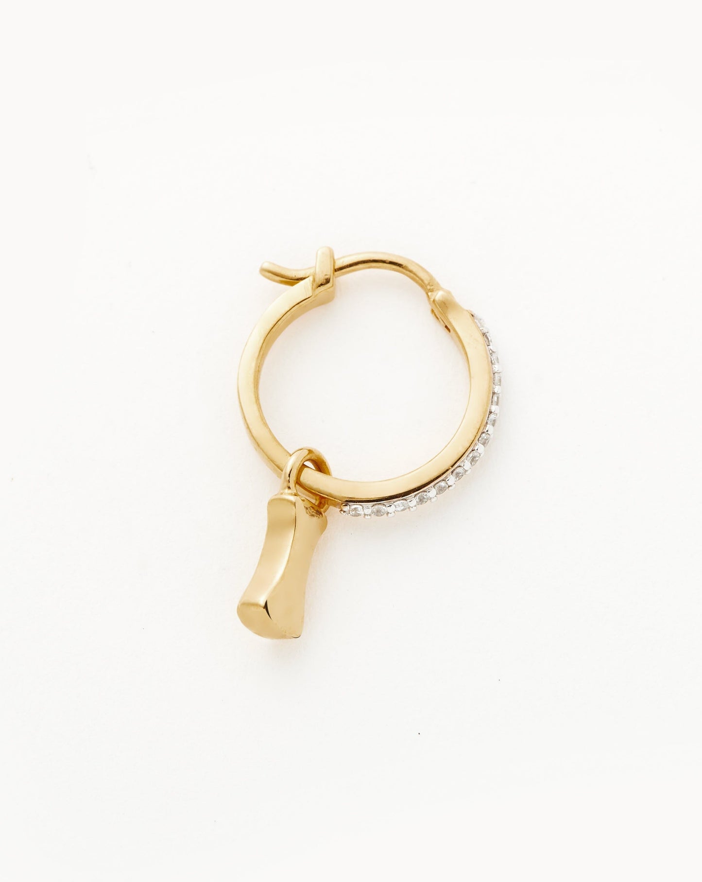 Initial Single Charm Hoop Earring - Initial I | 18ct Gold Vermeil