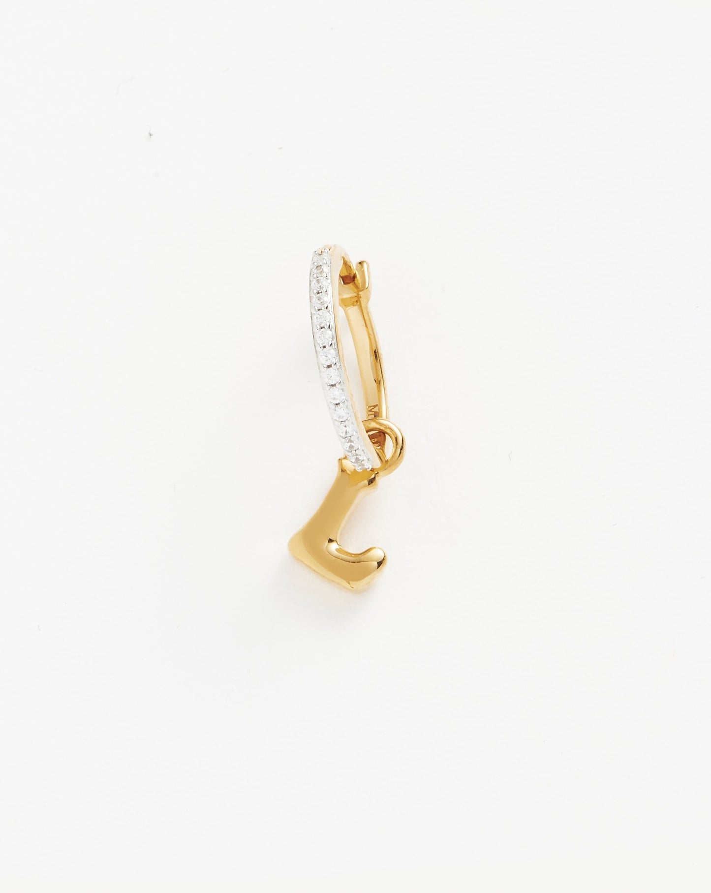 Initial Single Charm Hoop Earring - Initial L | 18ct Gold Vermeil