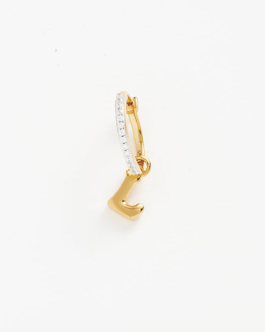 Initial Single Charm Hoop Earring - Initial L | 18ct Gold Vermeil